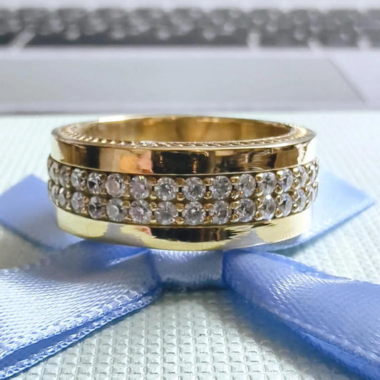 2Ct Round Cut Diamond Full Eternity Band Engagement Ring Prong 14K Yellow Gold Finish 925 Sterling Silver Gift For Wedding Birthday Gift 925