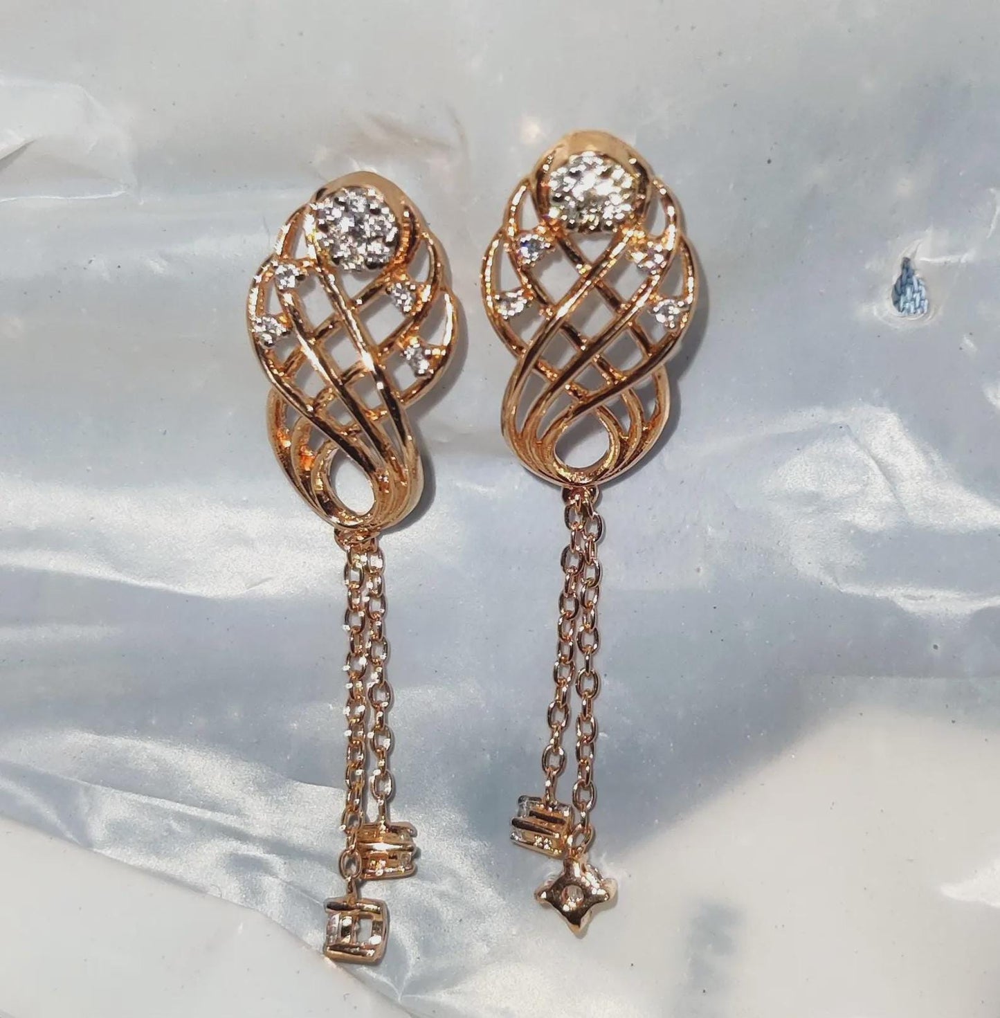 1.50Ct Round Cut Simulated Diamond Drop Dangle Women's Earrings 14K Rose Gold Plated 925 Sterling Silver, Gift For Birthday Wear