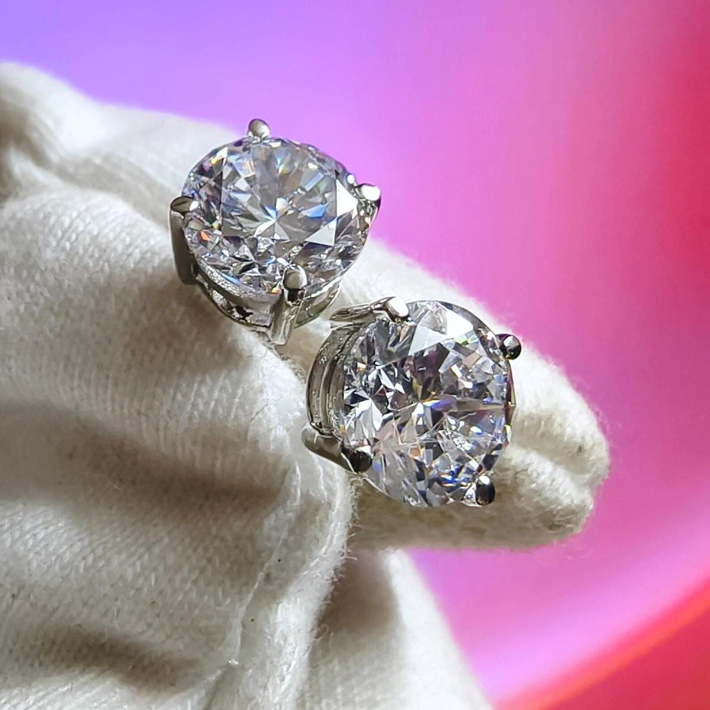 2Ct Round Cut VVS1 Diamond 14K White Gold Finish Halo Stud Earrings 925 Sterling Silver For Birthday gift and Daily wear