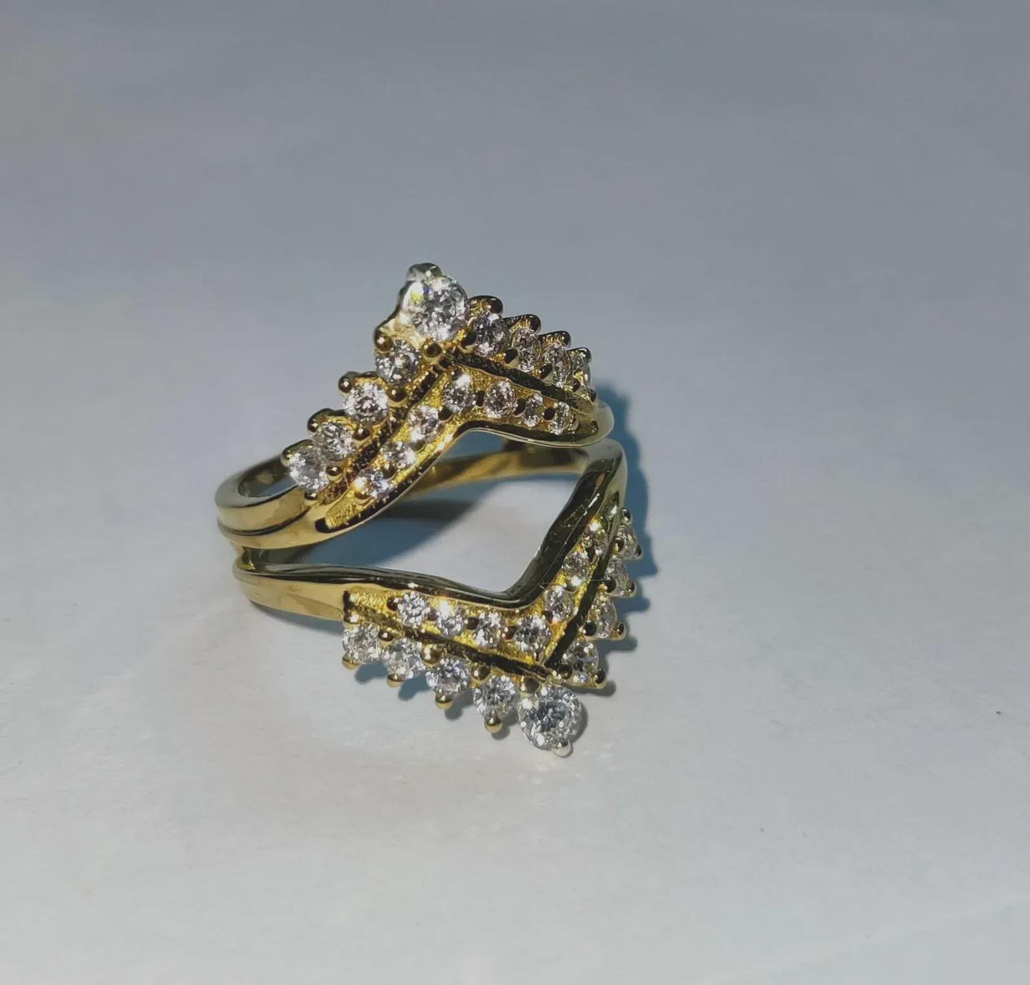 2Ct Round Cut Simulated Diamond Enhancer Guard Ring Engagement Ring 14K Yellow Gold Finish Sterling Silver Anniversary Ring Gift For Party