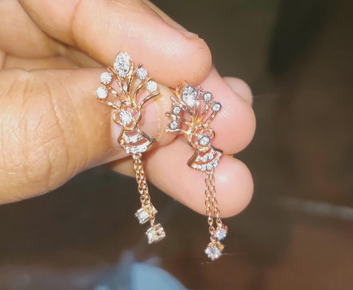 2Ct Round Cut Simulated Diamond Drop Dangle Women's Earrings 14K Rose Gold Plated 925 Sterling Silver, Gift For Birthday Wear