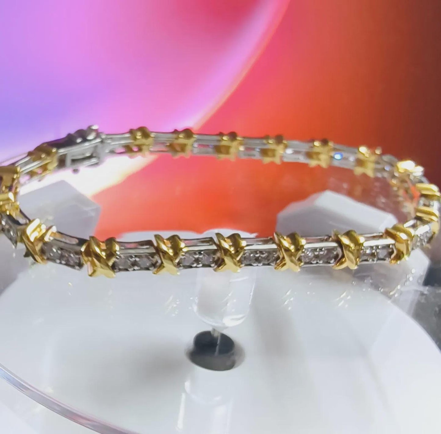 6Ct Diamond Bracelet Round Lab-Created Diamond 14K Two-Tone Gold Finish Sterling 925 Silver Bracelet Gift For her Birthday Gift Party Wear