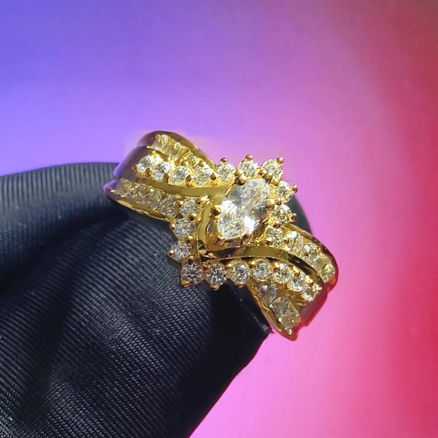 2Ct Marquise Cut Simulated White Diamond Wedding Engagement Anniversary Ring 14k Yellow Gold Plated- 925 Silver, Gift