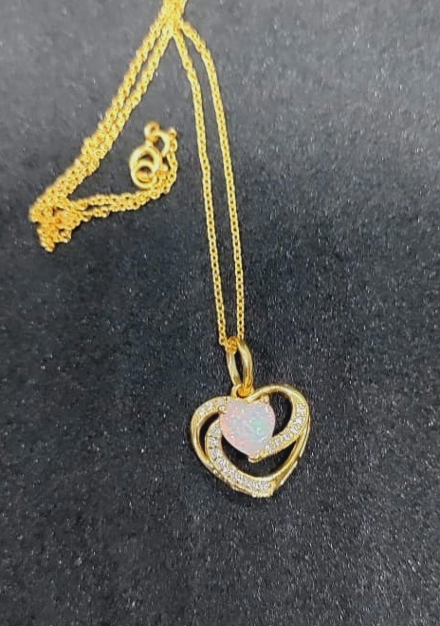 1.50Ct Heart Cut Fire Opal Open Heart Shape Pendant In 14K Yellow Gold Finish With 18''Free Chain