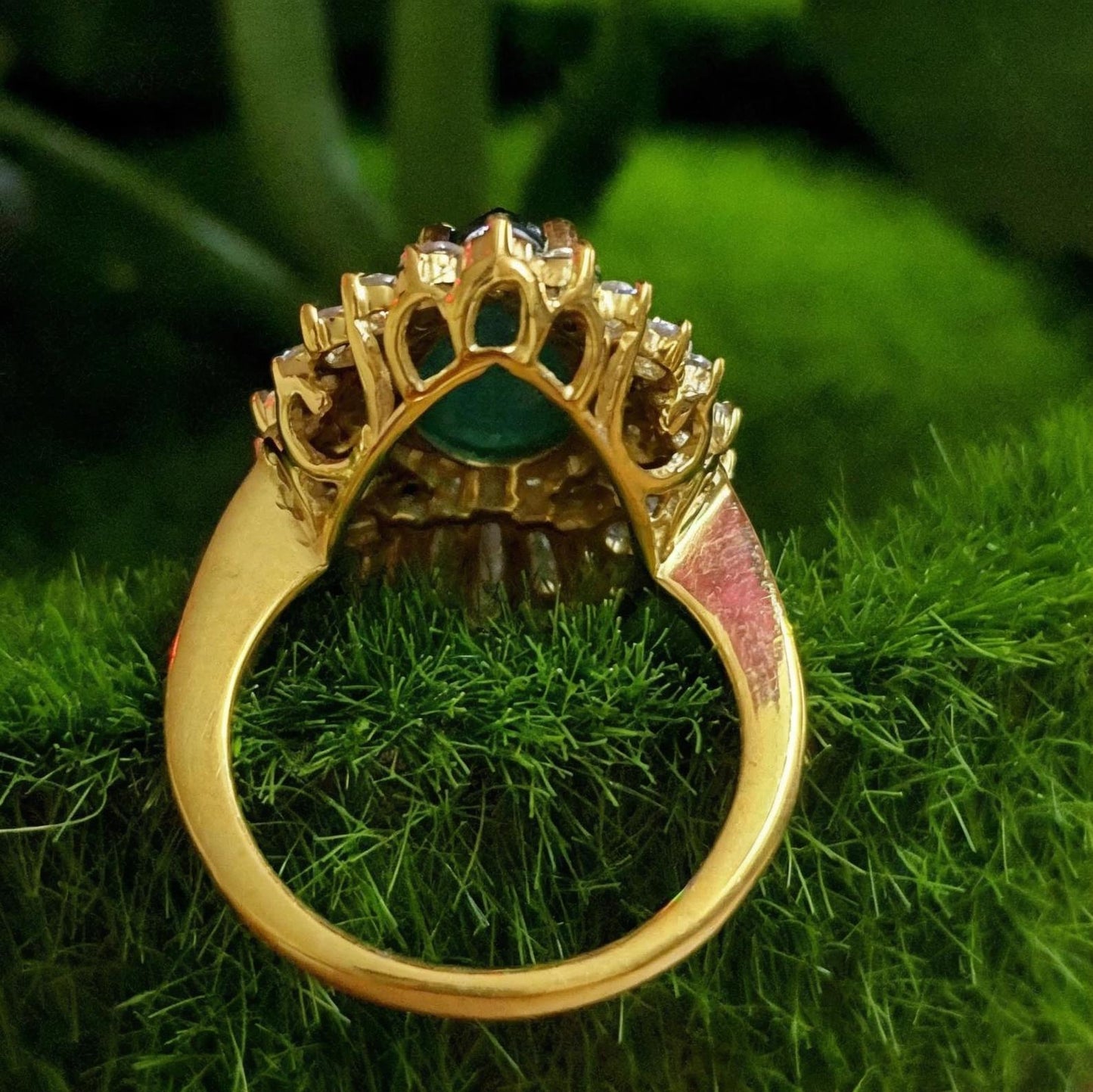 2Ct Pear Cut Emerald & Baugette Diamond Engagement Ring Yellow Gold Finish Halo Engagement Ring For Women Wedding Promise Ring For Her