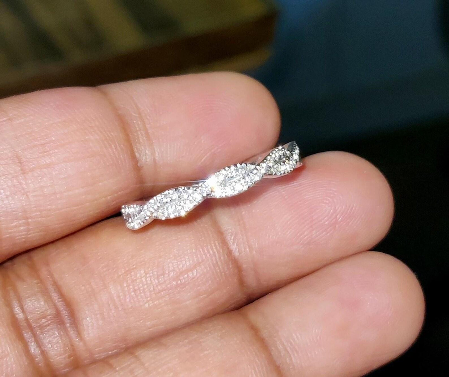 1.50Ct Round Cut Simulated Diamond Wedding Engagement Twisted Band Women's Engagement Ring 14K White Gold Plated 925 Silver