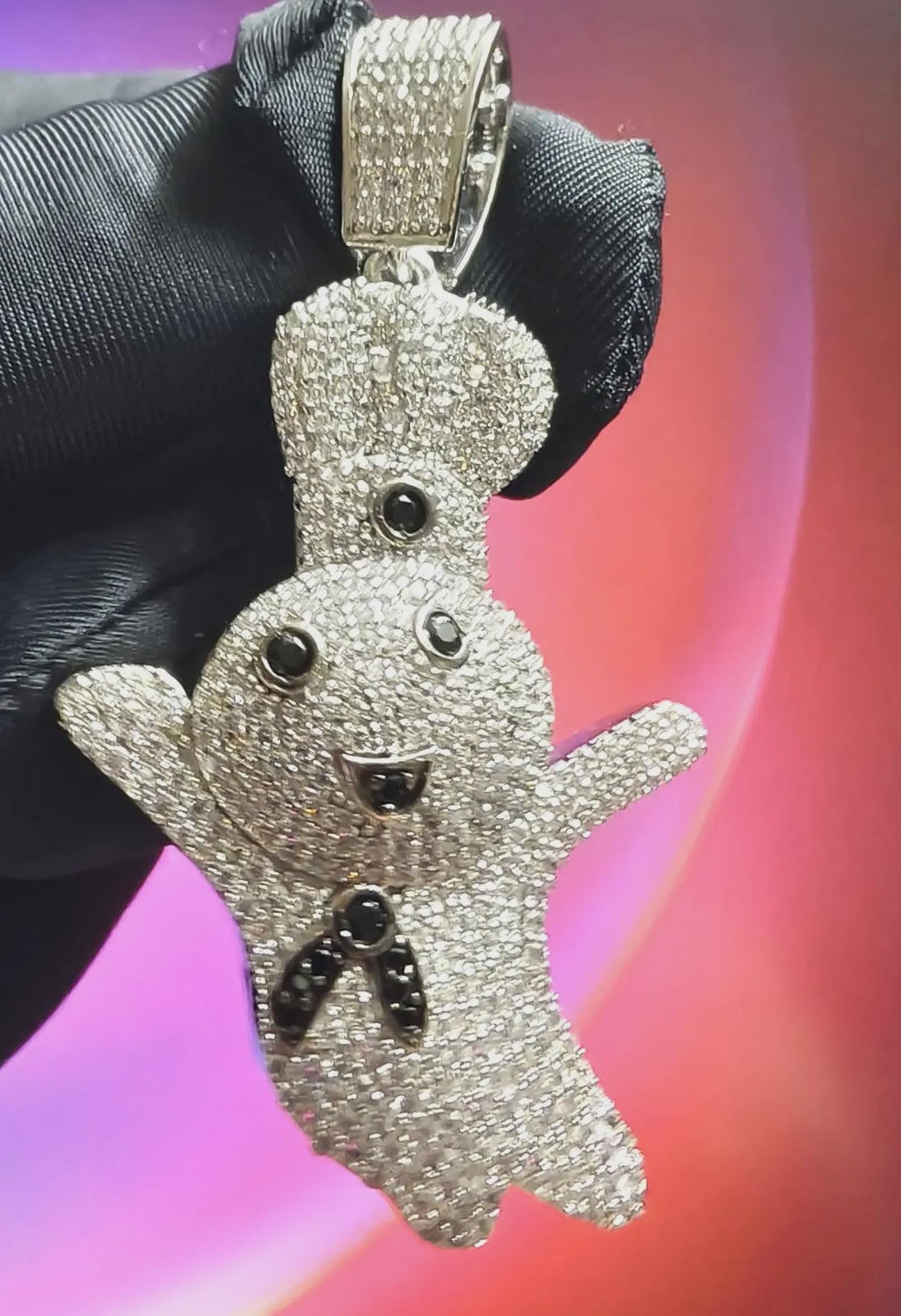 3Ct Round Cut Diamond Carton Pendant Simulated Diamond Pedant 14K White Gold Plated 925 Sterling silver, Hip Hop Pendant, For Birthday Gift