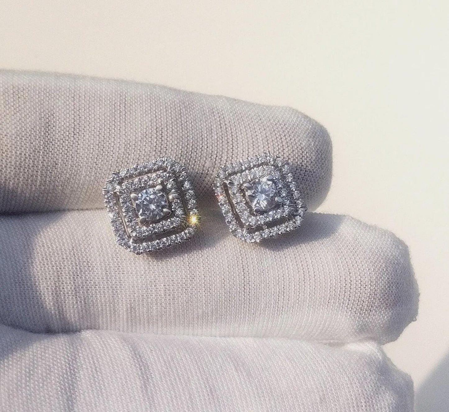 2Ct Round Cut Lab-Created VVS1 Diamond Push Back Cluster Halo Women's Stud Earrings 14K White Gold Plated Unisex Diamond Stud Earrings