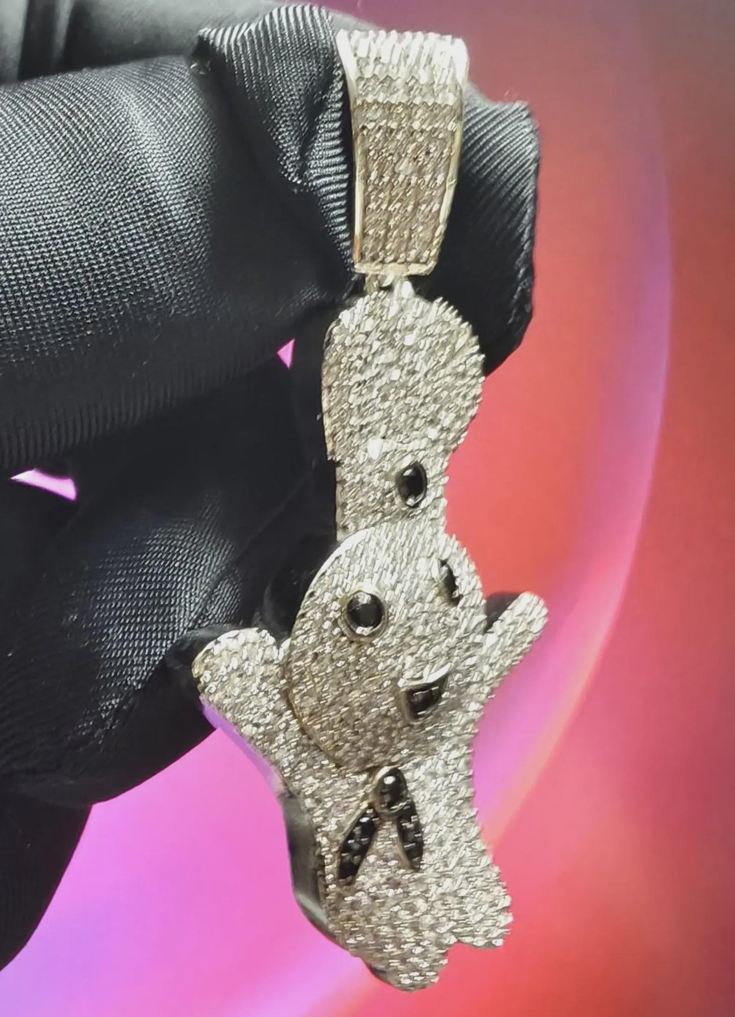 3Ct Round Cut Diamond Carton Pendant Simulated Diamond Pedant 14K White Gold Plated 925 Sterling silver, Hip Hop Pendant, For Birthday Gift