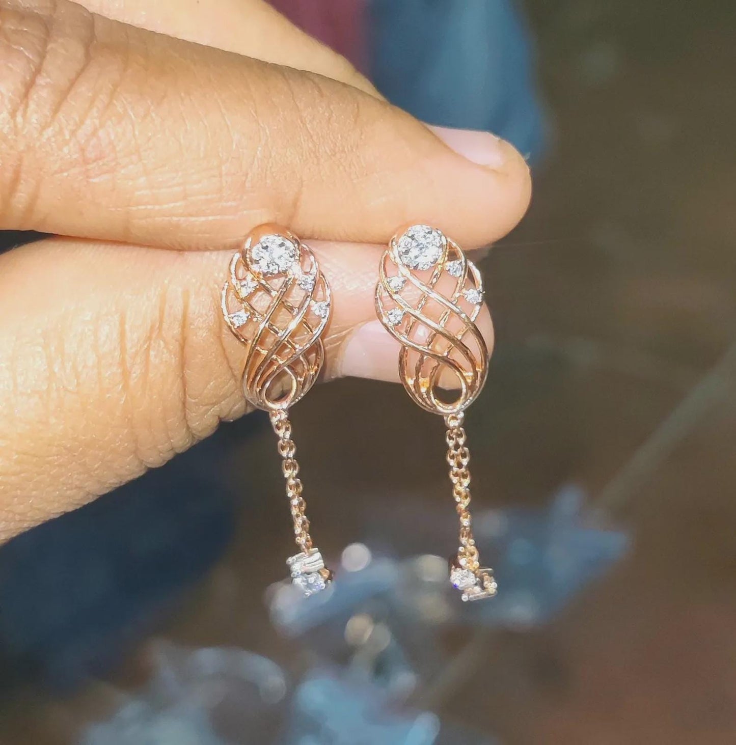 1.50Ct Round Cut Simulated Diamond Drop Dangle Women's Earrings 14K Rose Gold Plated 925 Sterling Silver, Gift For Birthday Wear