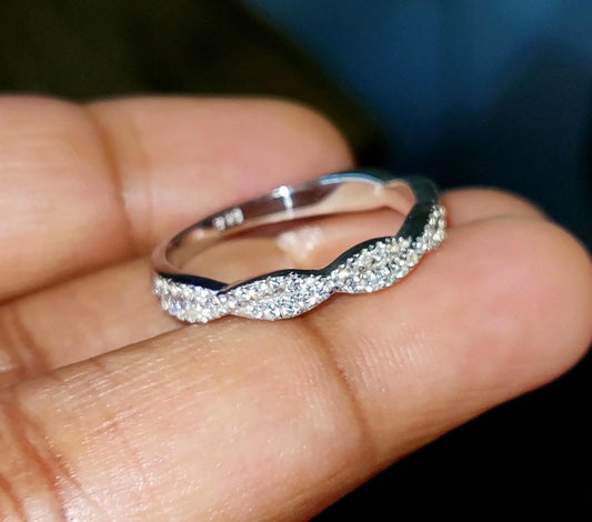 1.50Ct Round Cut Simulated Diamond Wedding Engagement Twisted Band Women's Engagement Ring 14K White Gold Plated 925 Silver