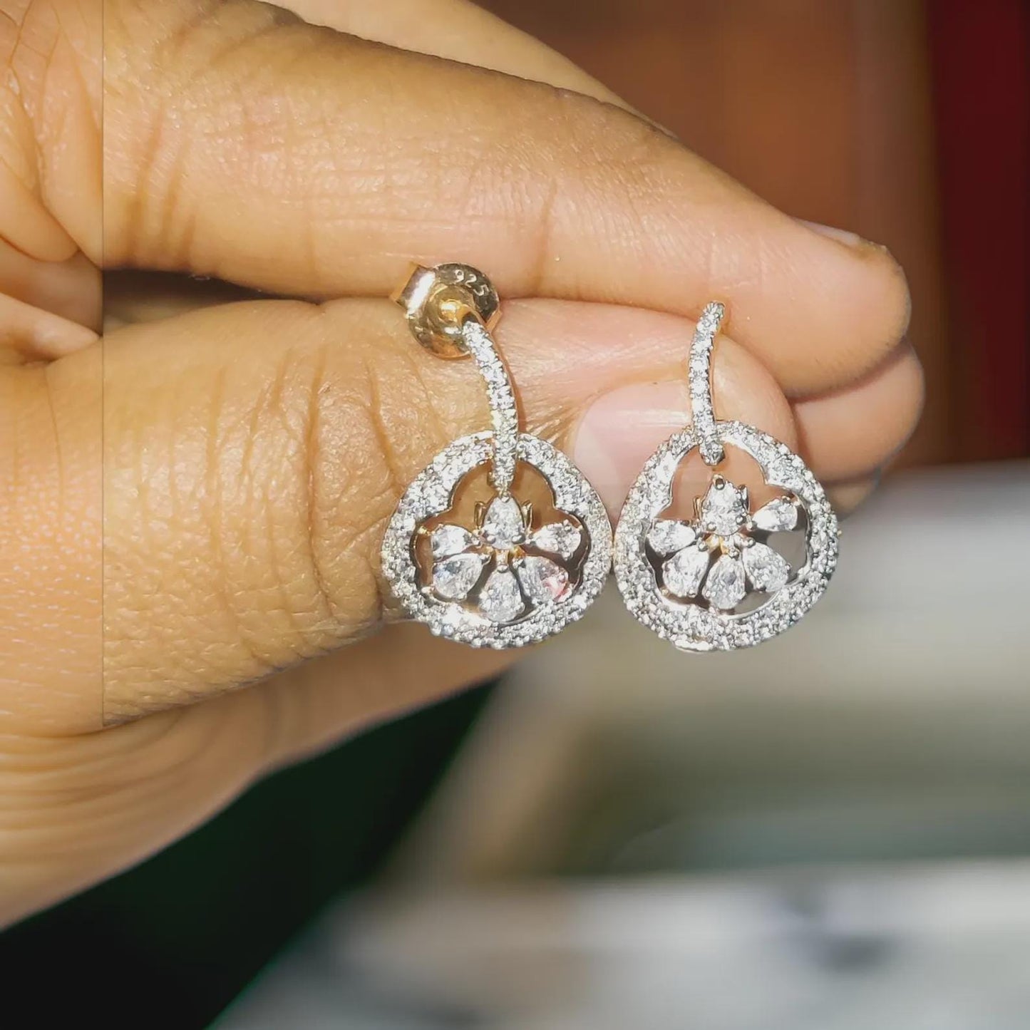 2Ct Round Cut Simulated Diamond Drop Dangle Women's Earrings 14K Rose Gold Plated 925 Sterling Silver, Gift For Birthday