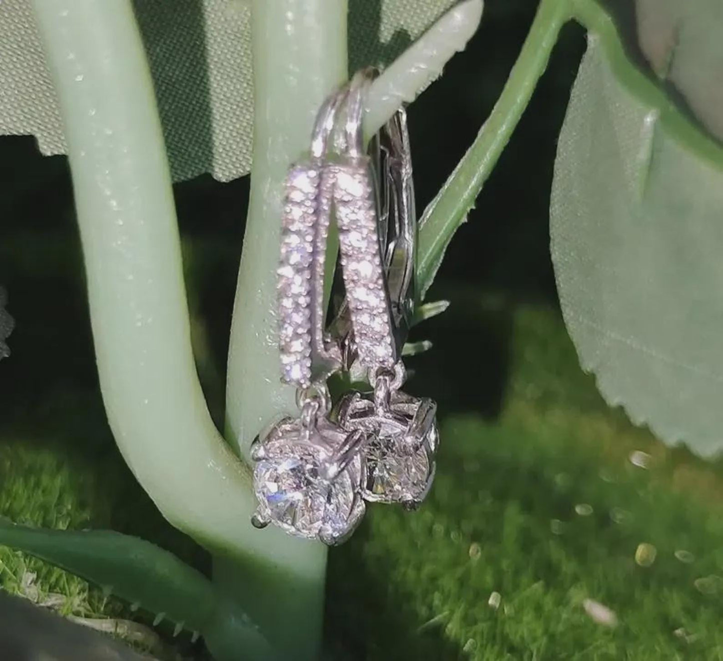 2Ct Round Cut Simulated Diamond Drop Dangle Women's Earrings 14K White Gold Plated 925 Sterling Silver, Gift For Birthday Wear