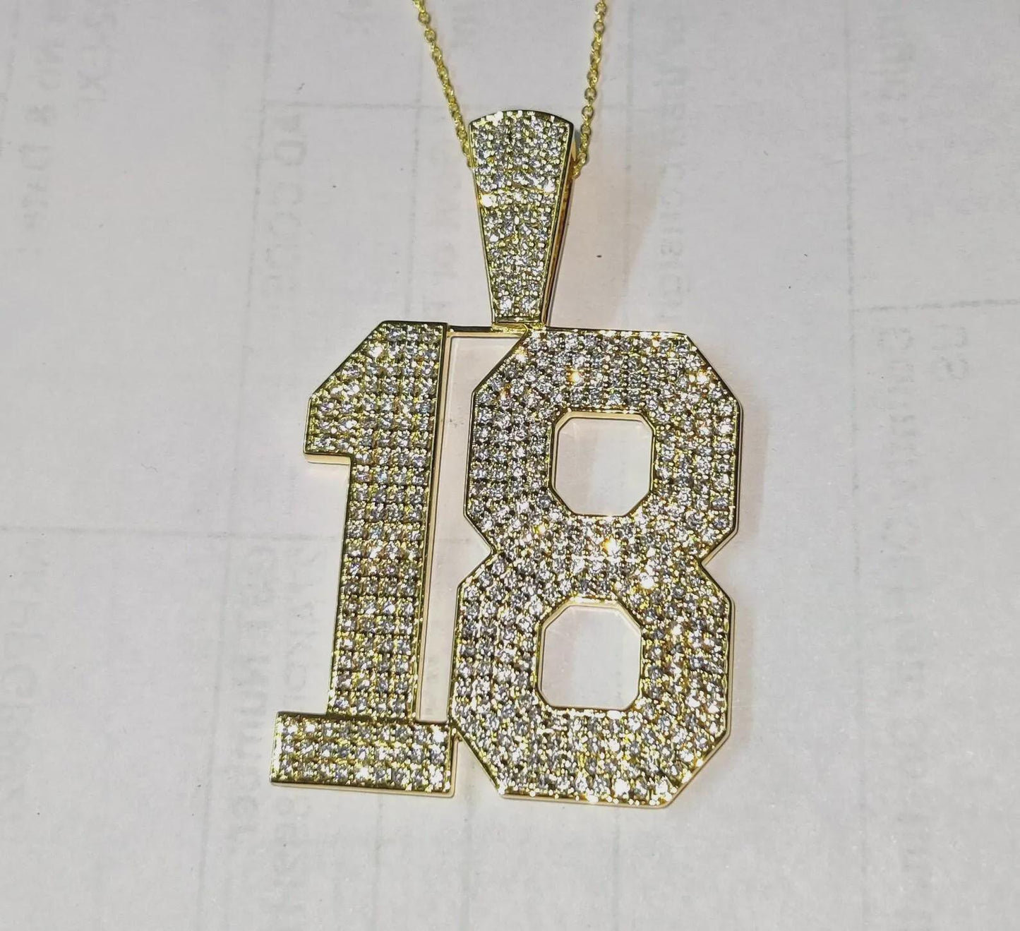 2Ct Diamond Number Pendant Round Simulated Diamond Pendant 14K Yellow Gold Plated Custom Any Number Pendant , Hip Hop Pendant