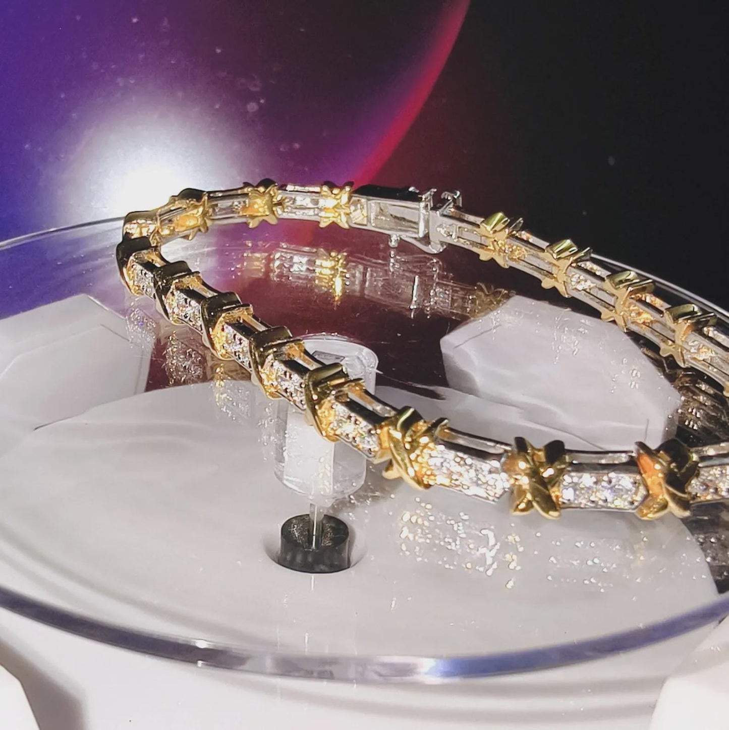 6Ct Diamond Bracelet Round Lab-Created Diamond 14K Two-Tone Gold Finish Sterling 925 Silver Bracelet Gift For her Birthday Gift Party Wear