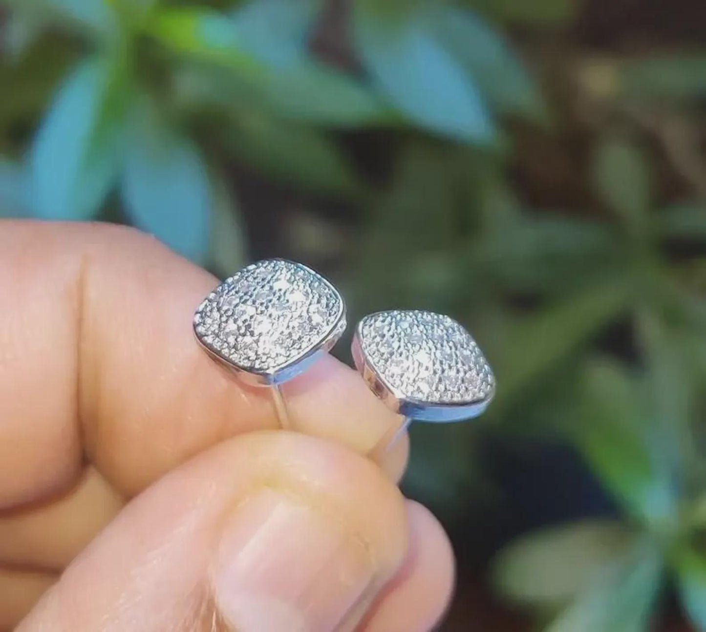 2Ct Round Cut Diamond Cluster Halo Women's Stud Earrings 14K White Gold Finish 925 Sterling Silver Hip Hop Stud Earrings