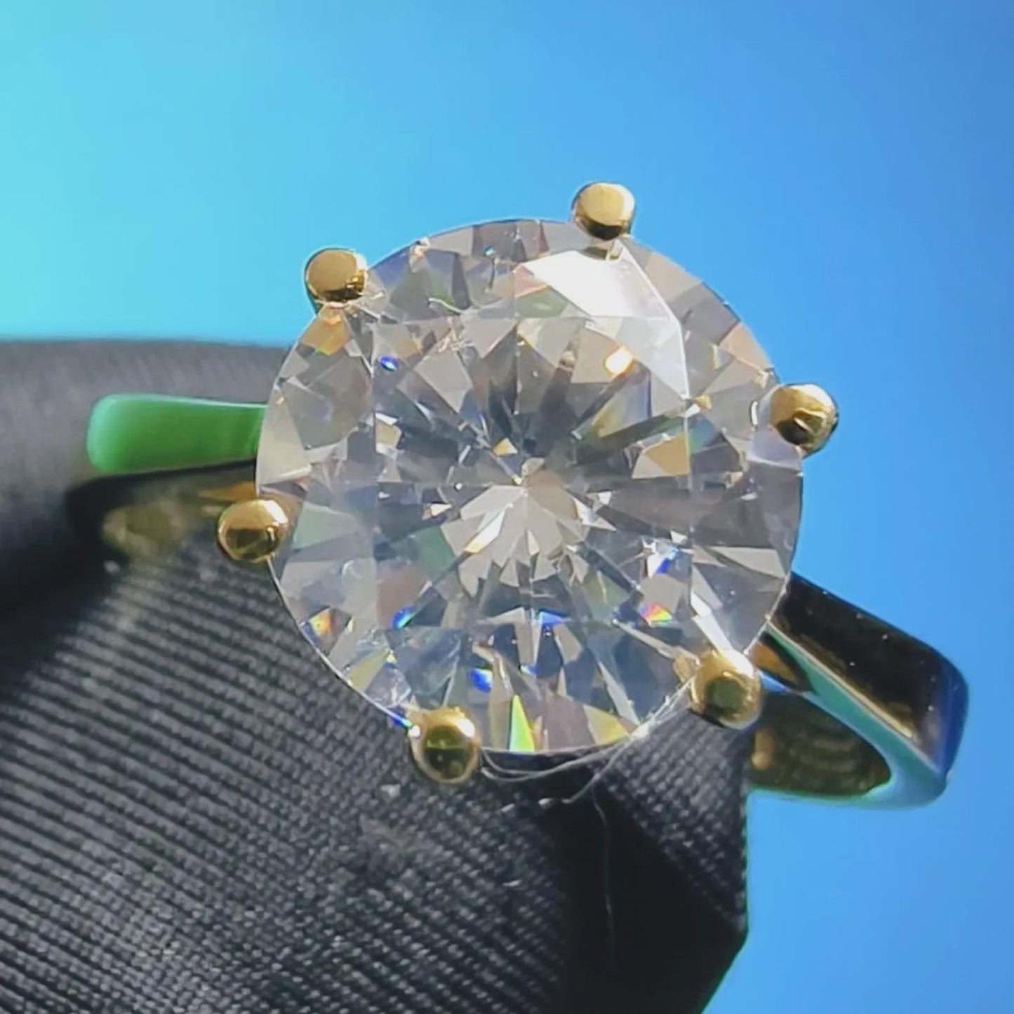 2Ct Round Cut Simulated White Diamond Wedding Women Engagement Anniversary Ring 14k Yellow Gold Plated- 925 Silver, Gift for Her