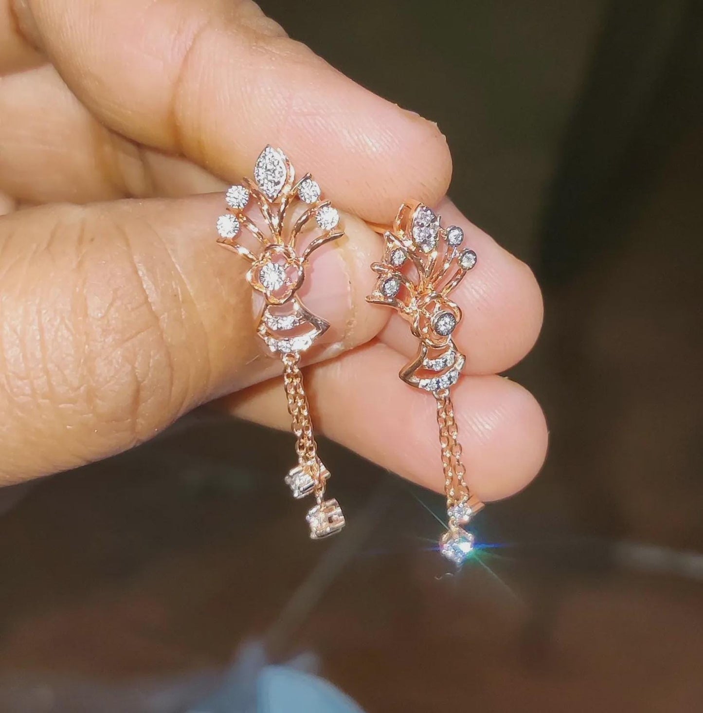 2Ct Round Cut Simulated Diamond Drop Dangle Women's Earrings 14K Rose Gold Plated 925 Sterling Silver, Gift For Birthday Wear