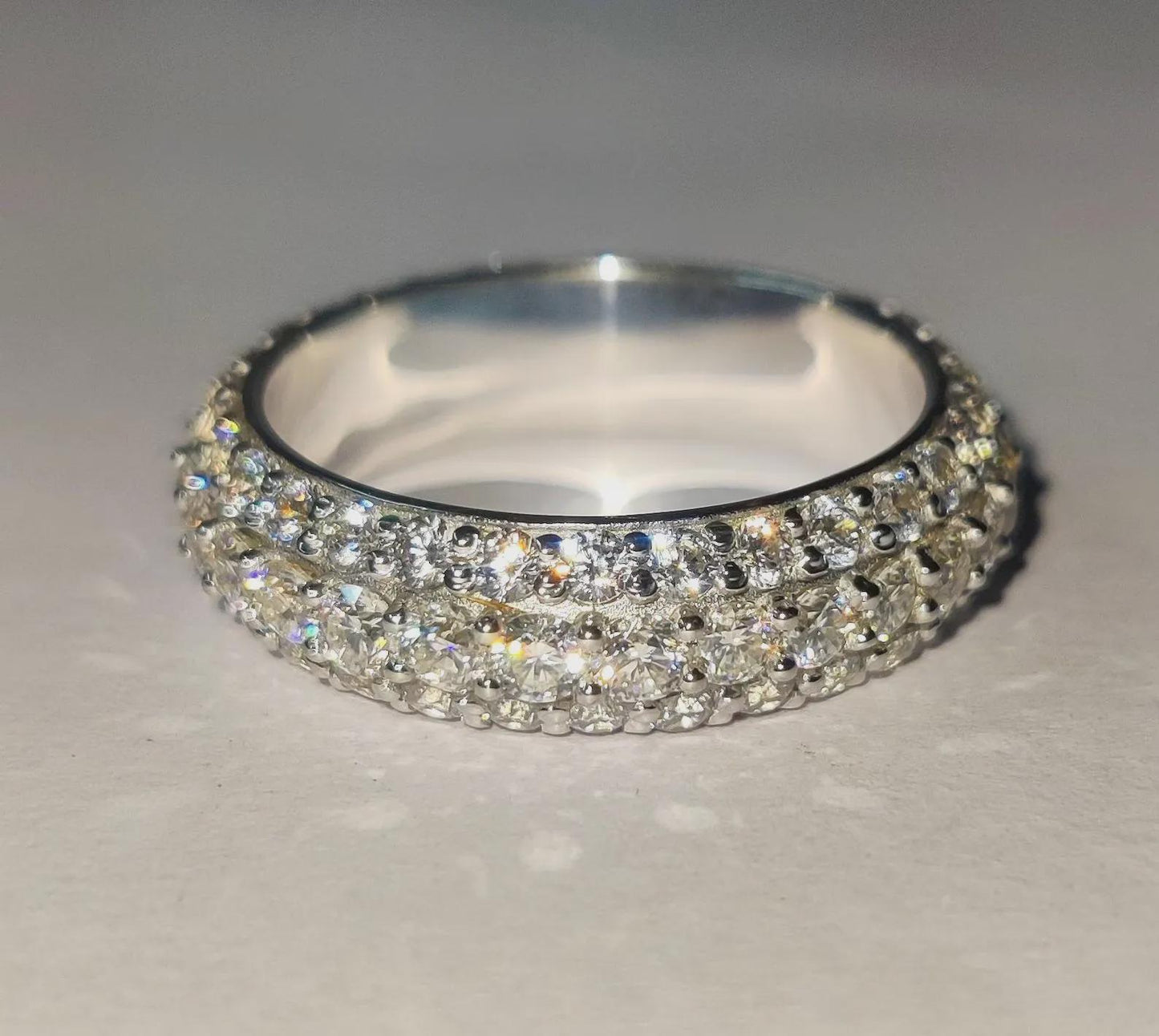 2Ct Diamond Band Ring Lab-Created Round Diamond Wedding Anniversary Band Ring 14K White Gold Finish 925 Silver Band Unisex Engagement Ring