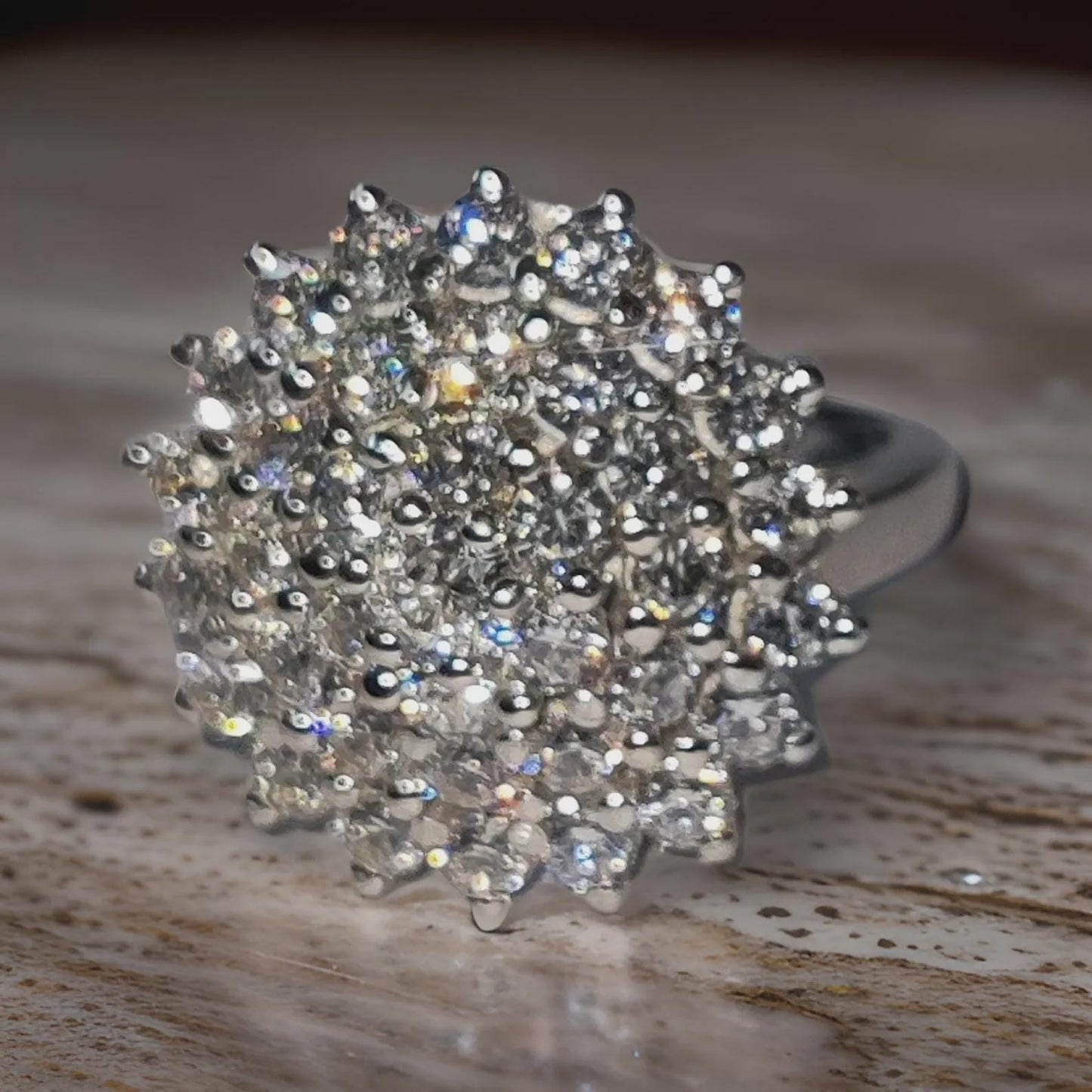 2Ct Diamond Round Cut Flower Shape Simulated Diamond Engagement Wedding Ring 14K White Gold Plated,925 Silver Ring, Anniversary Ring