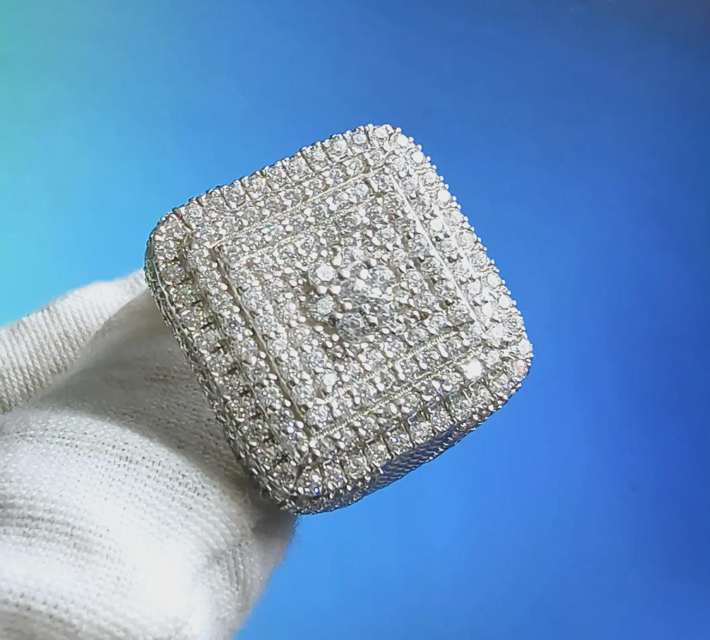 2Ct Round Cut Simulated Diamond Cluster Men's Wedding Engagement Ring 14K White Gold Plated- 925 Silver, Hip Hop Men’s Ring- Gift for him