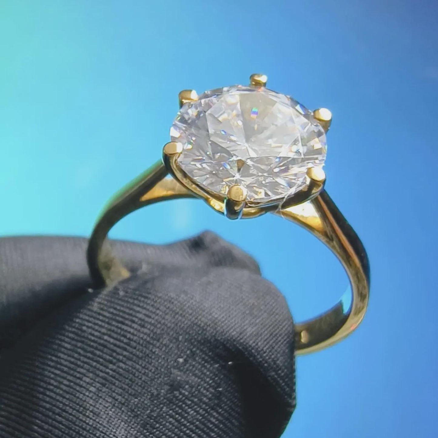 2Ct Round Cut Simulated White Diamond Wedding Women Engagement Anniversary Ring 14k Yellow Gold Plated- 925 Silver, Gift for Her