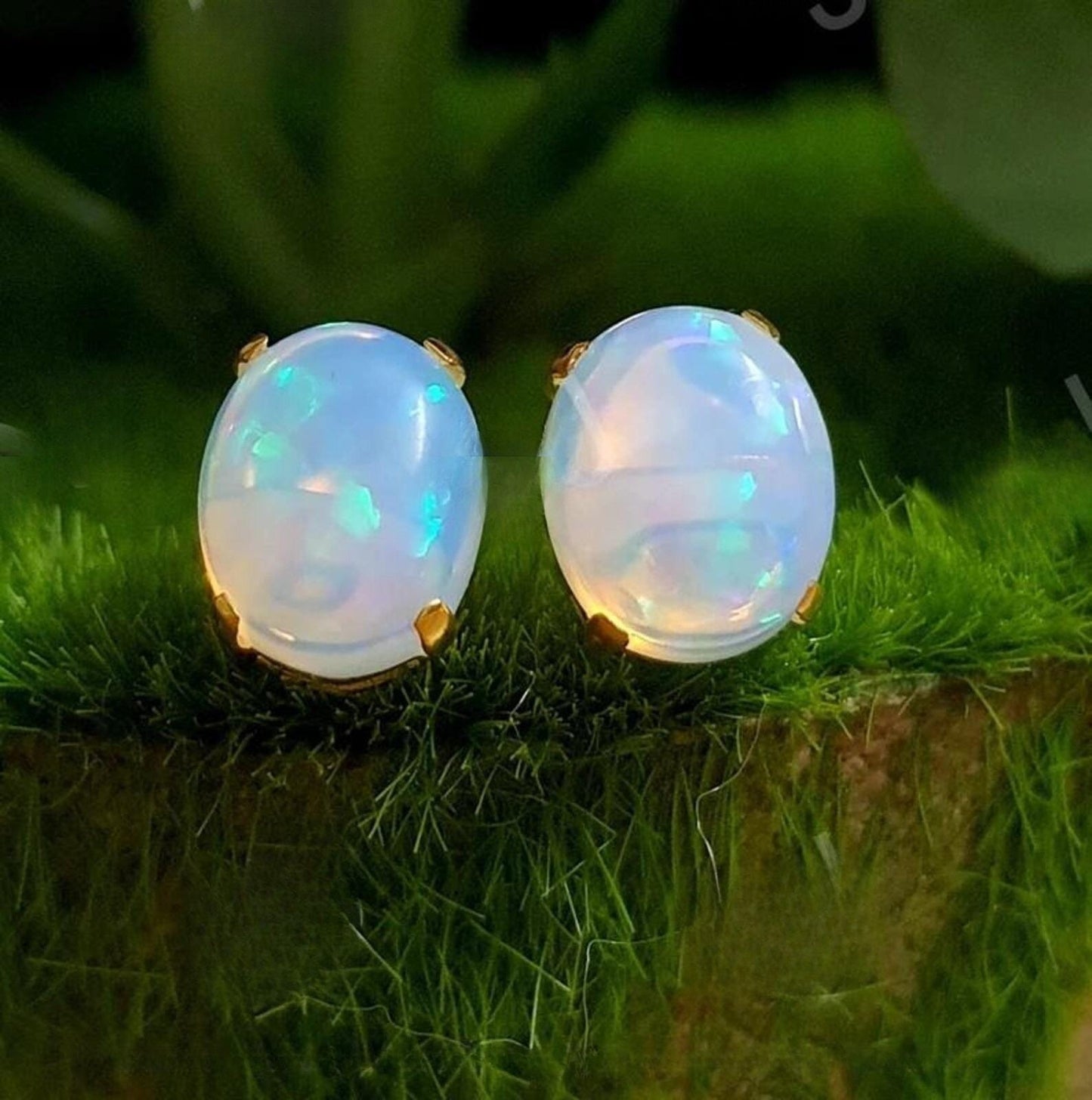 2Ct Oval Cut Stud Women's Earrings Opal Diamond Earrings 14K Yellow Gold Plated 925 Sterling Silver, Push back Earrings, Gift For Birthday