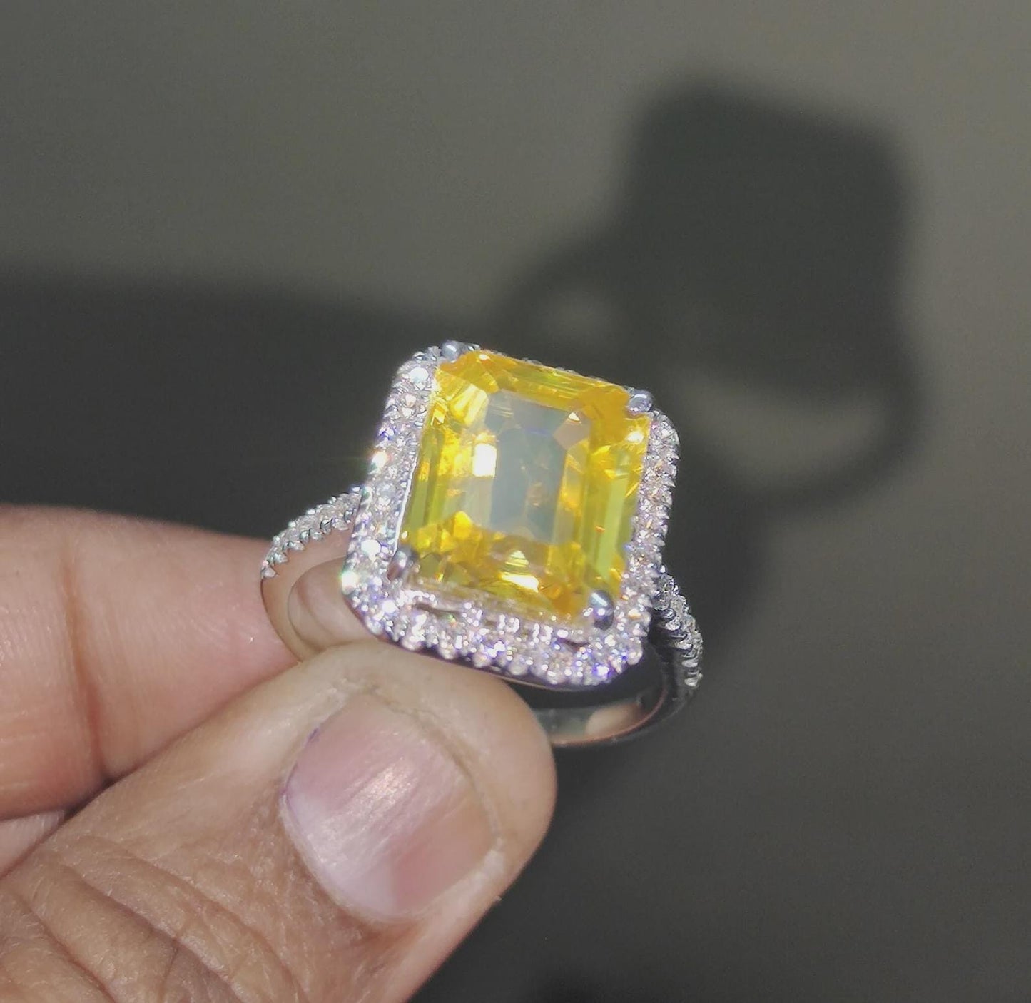 2Ct Cushion Cut Yellow Citrine Three stone Engagement Anniversary  Halo Women Engagement Wedding Band Ring 14K White Gold Over Gift For Her