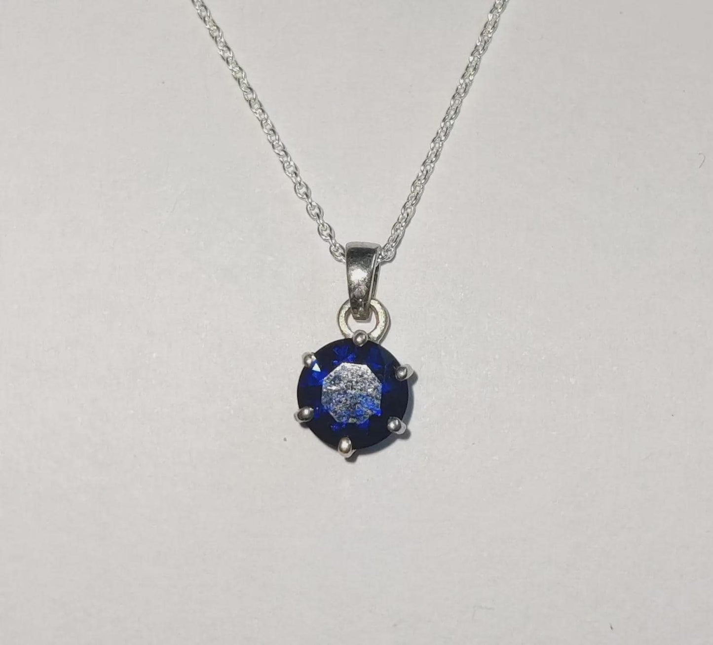 Blue Sapphire Pendant 2Ct Lab-Created Round Cut Blue Sapphire Solitaire Pendant 14K White Gold Plated Sapphire Pendant Blue Sapphire Pendant