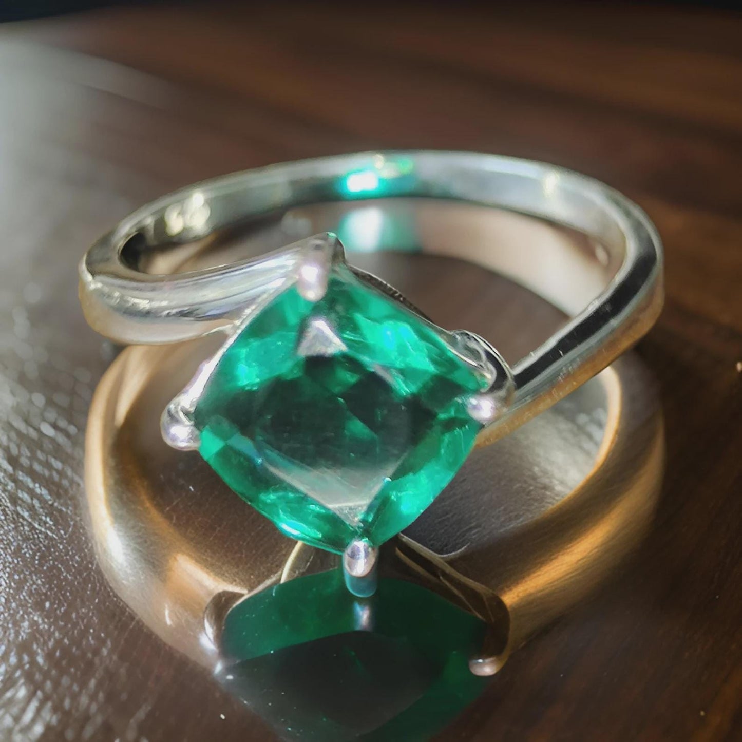 2.50Ct Cushion Cut Green Emerald VVS1 Diamond Solitaire Engagement Wedding Promise Ring 14K White Gold Finish Gift For Her ,Birthday Gift