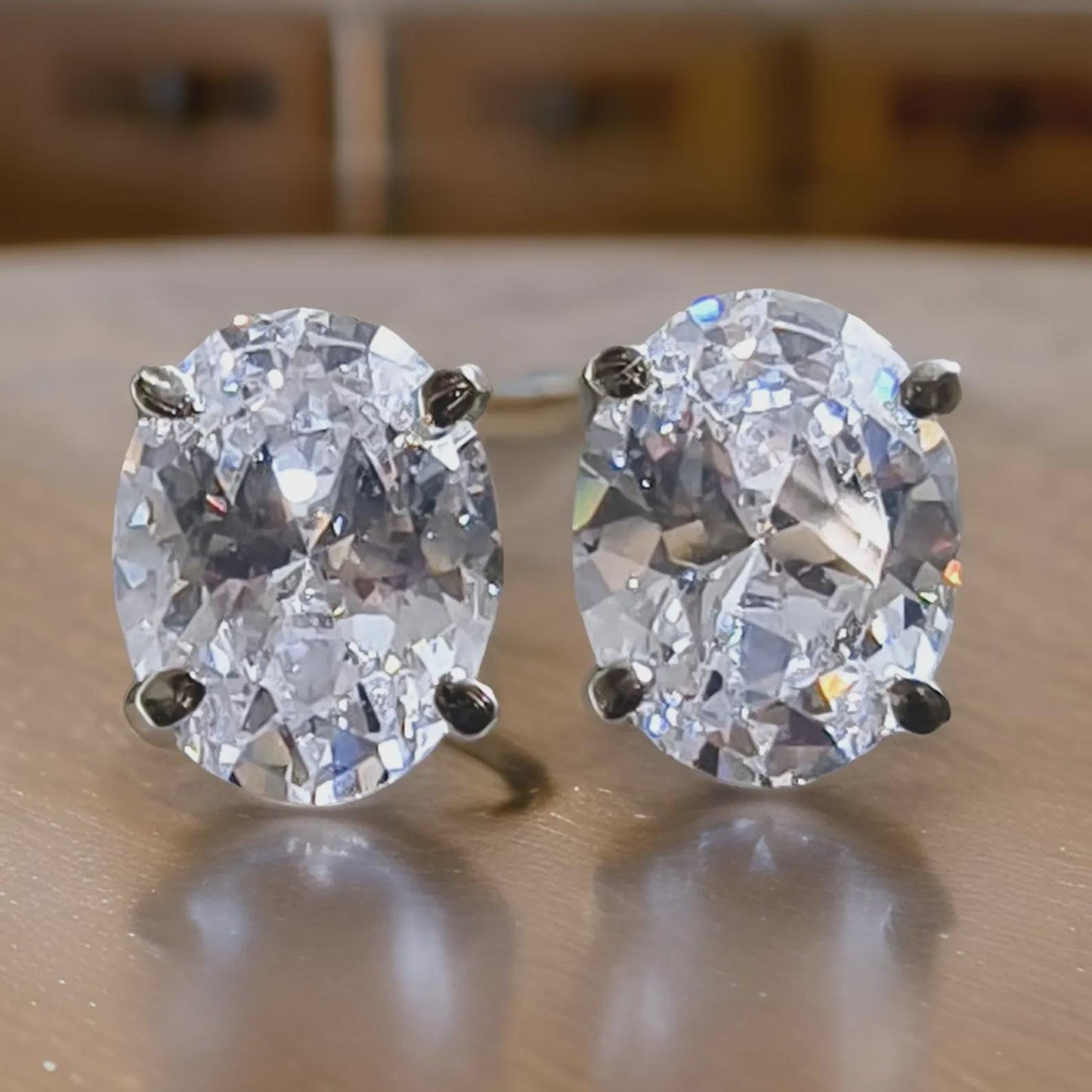 2Ct Diamond Stud Earrings 4Ct Oval Cut VVS1 Diamond Solitaire Stud Earrings 14K White Gold Finish 925 Silver Diamond Stud Earrings