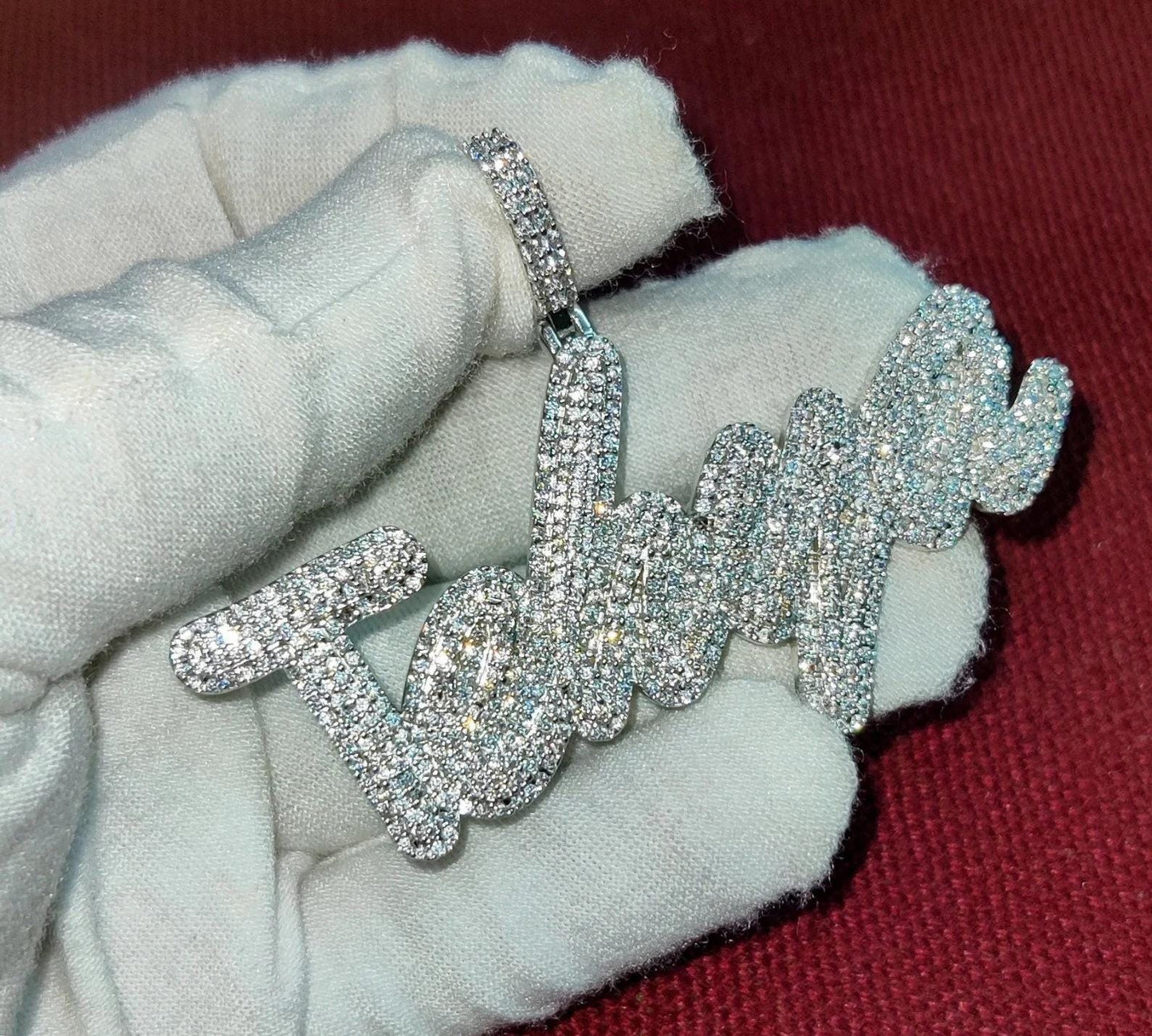 2Ct Diamond Round Cut Simulated Diamond Pendant, Custom Any Letter Diamond Pendant, 925 Sterling Silver For Birthday and Party Pendant Gift