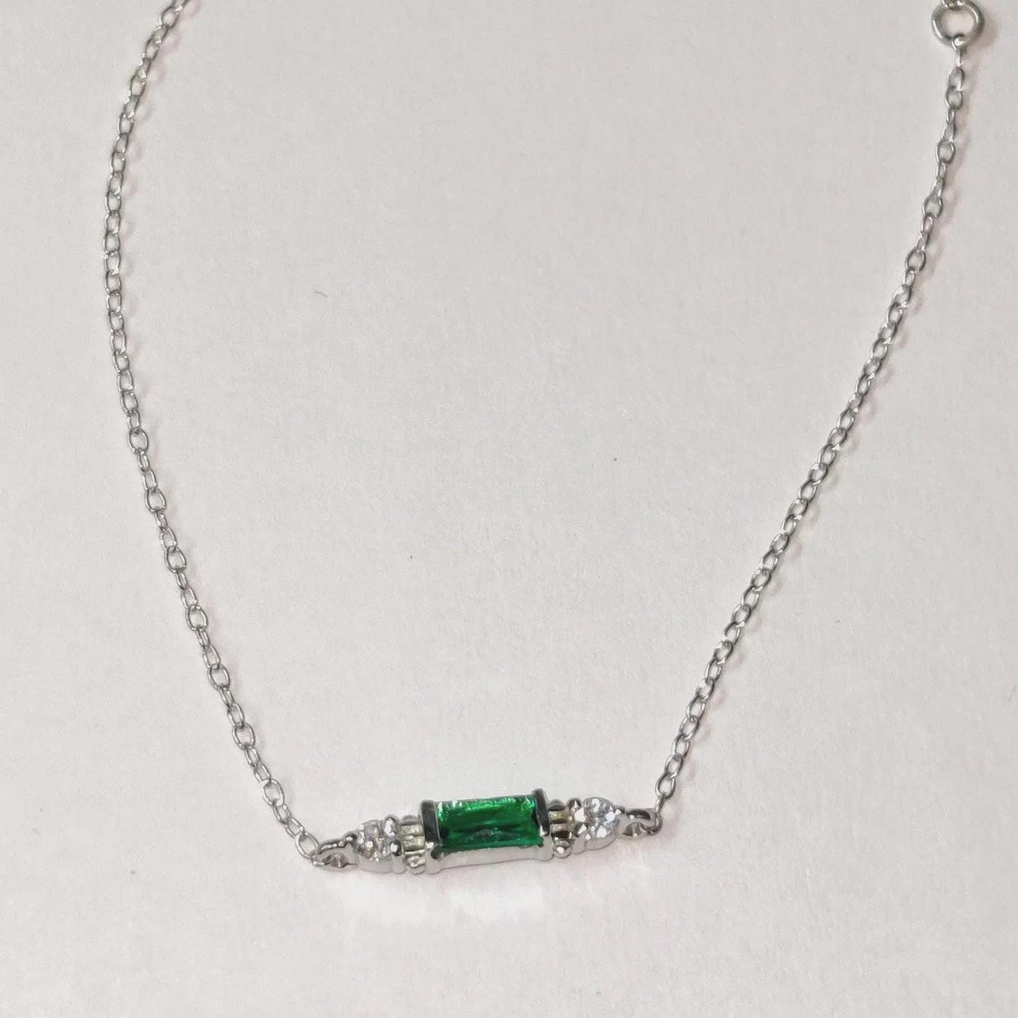 0.20Ct Baguette Cut Simulated Emerald Bracelet 14K White Gold Finish Sterling 925 Silver Bracelet Gift For her Birthday Gift and Party Wear