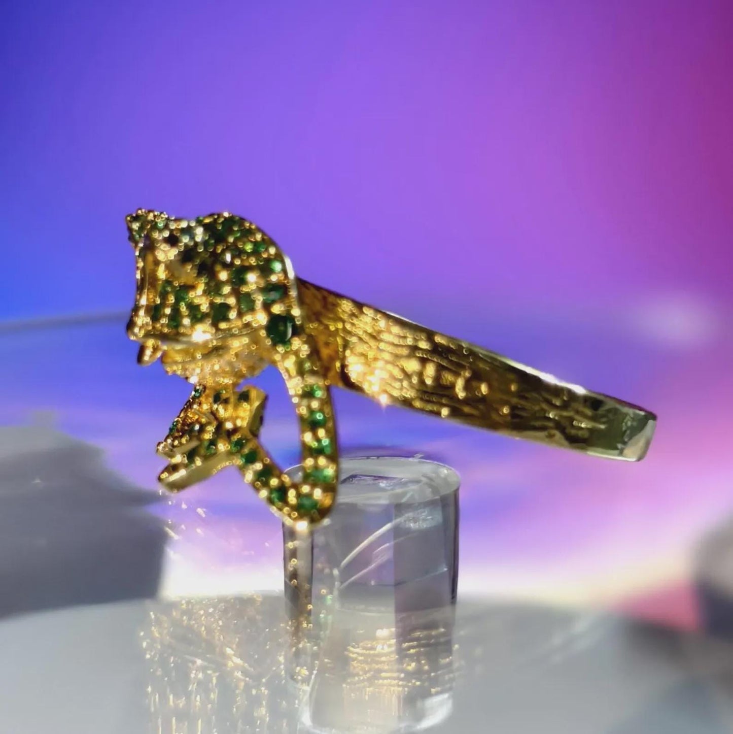 2Ct Round Cut Frog Shape Ring Simulated Green Emerald 14K Yellow Gold Plated 925 Sterling Silver, Anniversary Ring, For Birthday Gift Ring