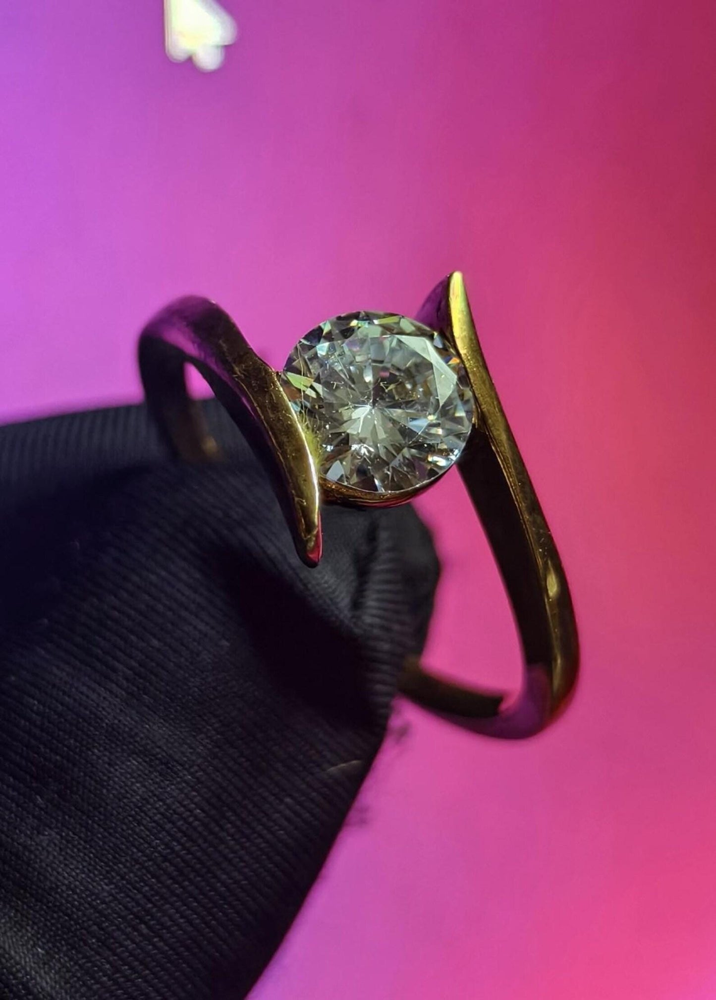 2Ct Moissanite Solitaire Ring Round 14K Yellow Gold Plated 925 Sterling Silver, Anniversary Ring, Wedding Ring, Gift For Her