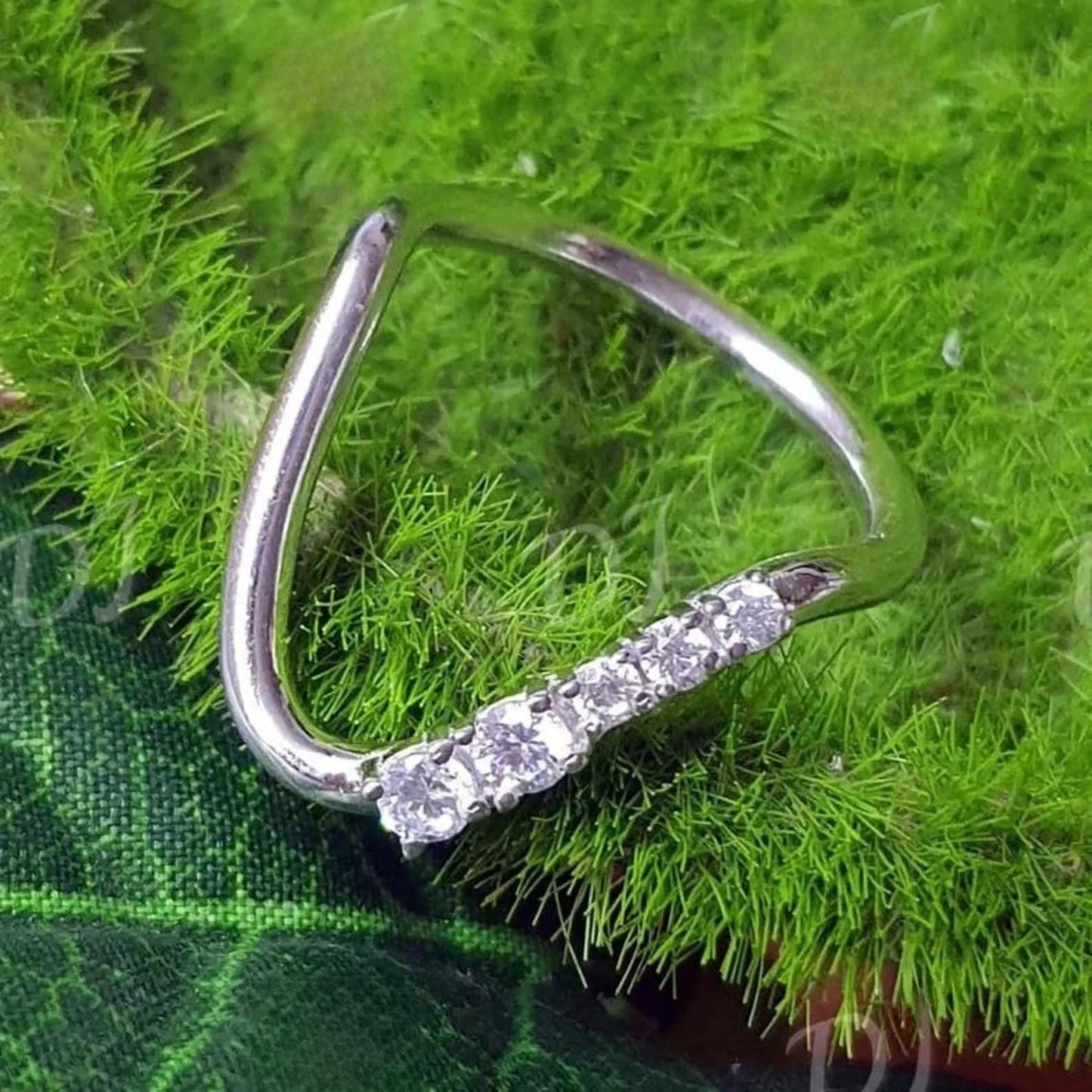 1.50Ct Round Cut Simulated Diamond Wedding Engagement Five Stone Band Women's Engagement Ring 14K White Gold Plated 925 Silver