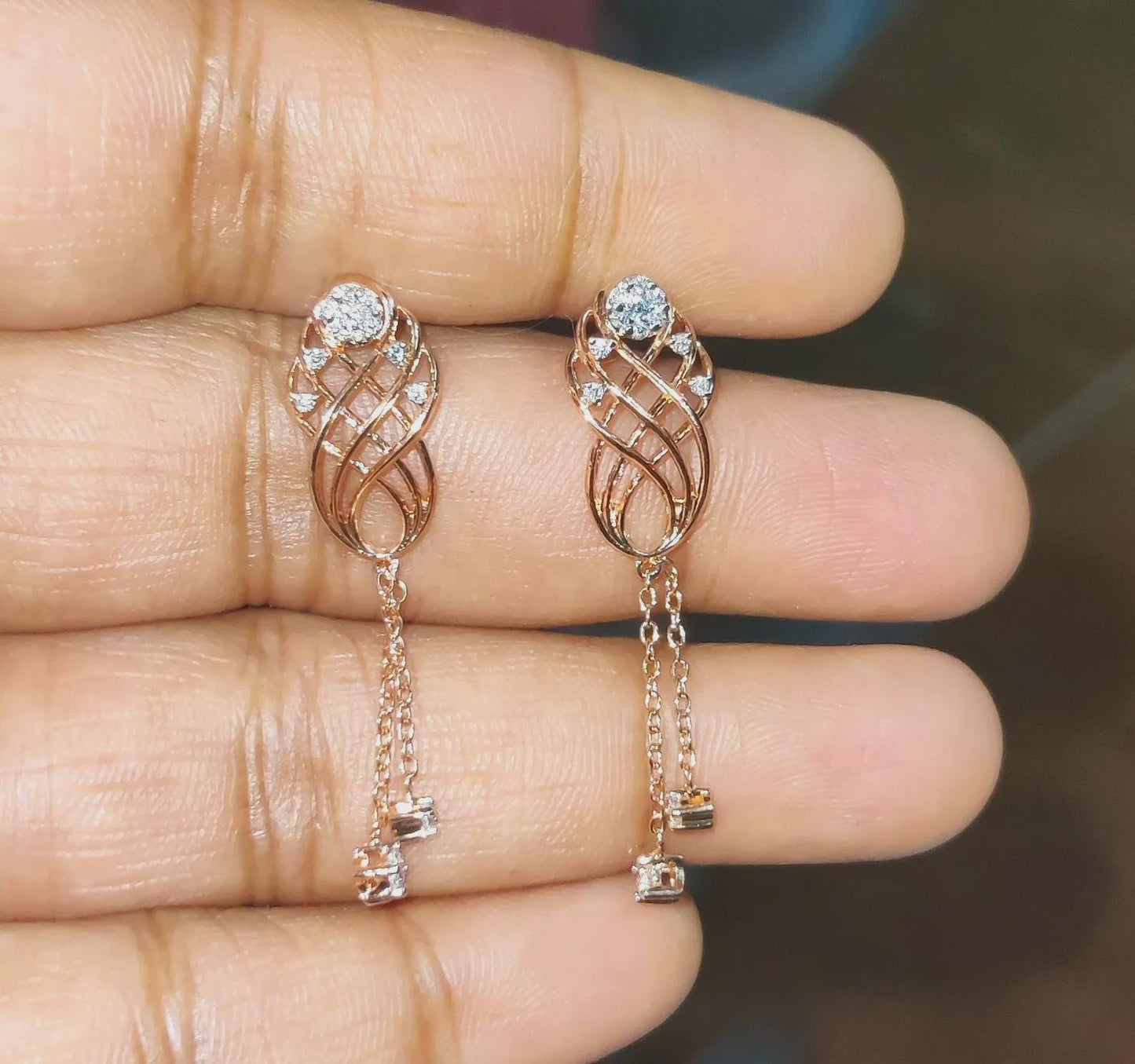 1.50Ct Round Cut Simulated Diamond Drop Dangle Women's Earrings 14K Rose Gold Plated 925 Sterling Silver, Gift For Birthday Wear