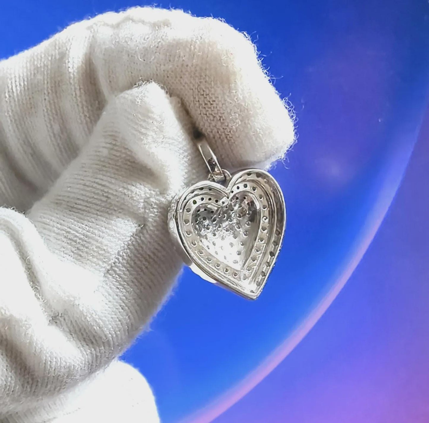 Round Cut Simulated White Diamond Women's Heart Shape Pendant 14K White Gold Plated Pendant Wedding Anniversary Valentines Gift For Her