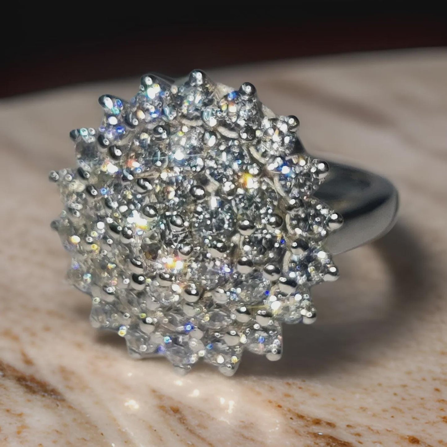 2Ct Diamond Round Cut Flower Shape Simulated Diamond Engagement Wedding Ring 14K White Gold Plated,925 Silver Ring, Anniversary Ring