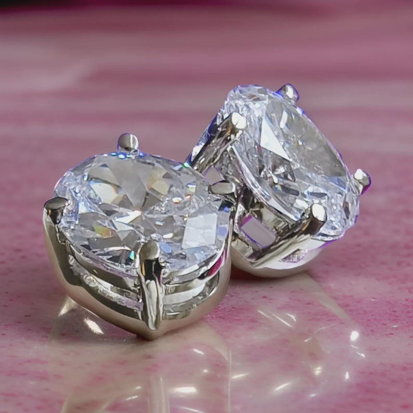 2Ct Diamond Stud Earrings 4Ct Oval Cut VVS1 Diamond Solitaire Stud Earrings 14K White Gold Finish 925 Silver Diamond Stud Earrings