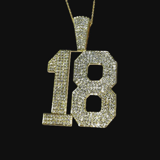 2Ct Diamond Number Pendant Round Simulated Diamond Pendant 14K Yellow Gold Plated Custom Any Number Pendant , Hip Hop Pendant