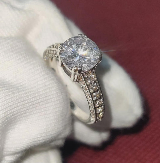 2Ct Diamond Round Cut Simulated Diamond Solitaire Prong Engagement Anniversary Ring Prong 14K White Gold Finish Gift 925 Sterling Silver