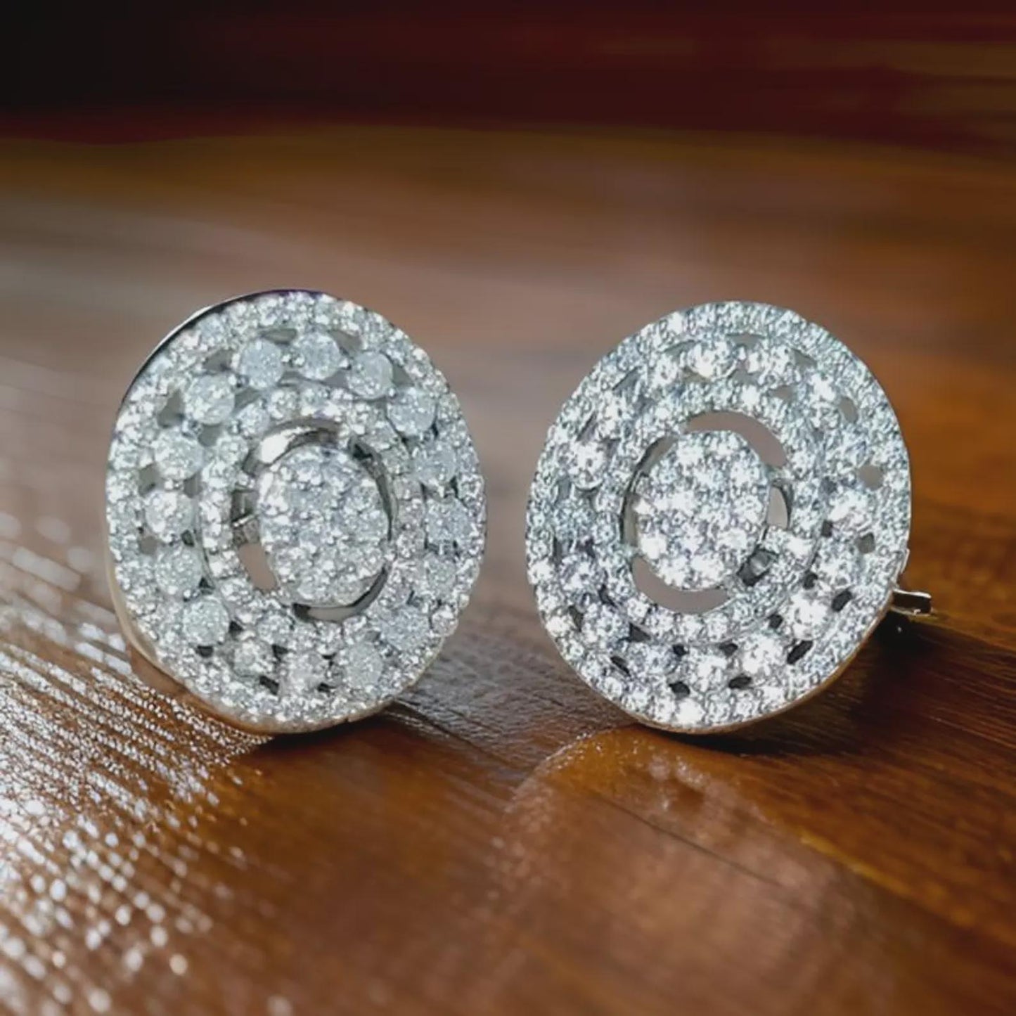 2Ct Round Stud Earrings VVS1 Diamond Cluster Halo Stud Earrings 14K White Gold Finish 925 Silver Stud Earrings Push Back Stud