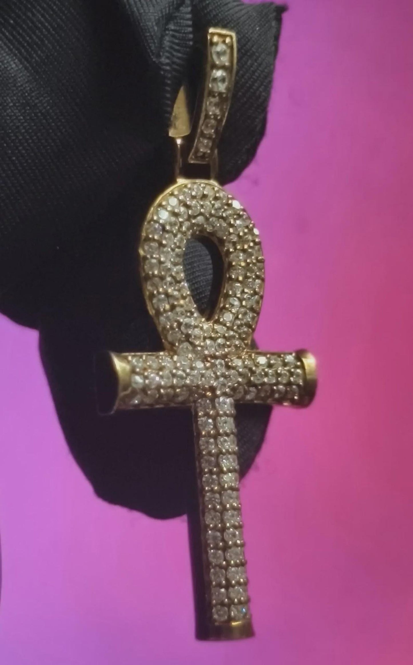 1.50Ct Moissanite Cross Pendant Round 14K Yellow Gold Plated 925 Sterling Silver, Hip Hop Pendant, Christmas Religious Pendant