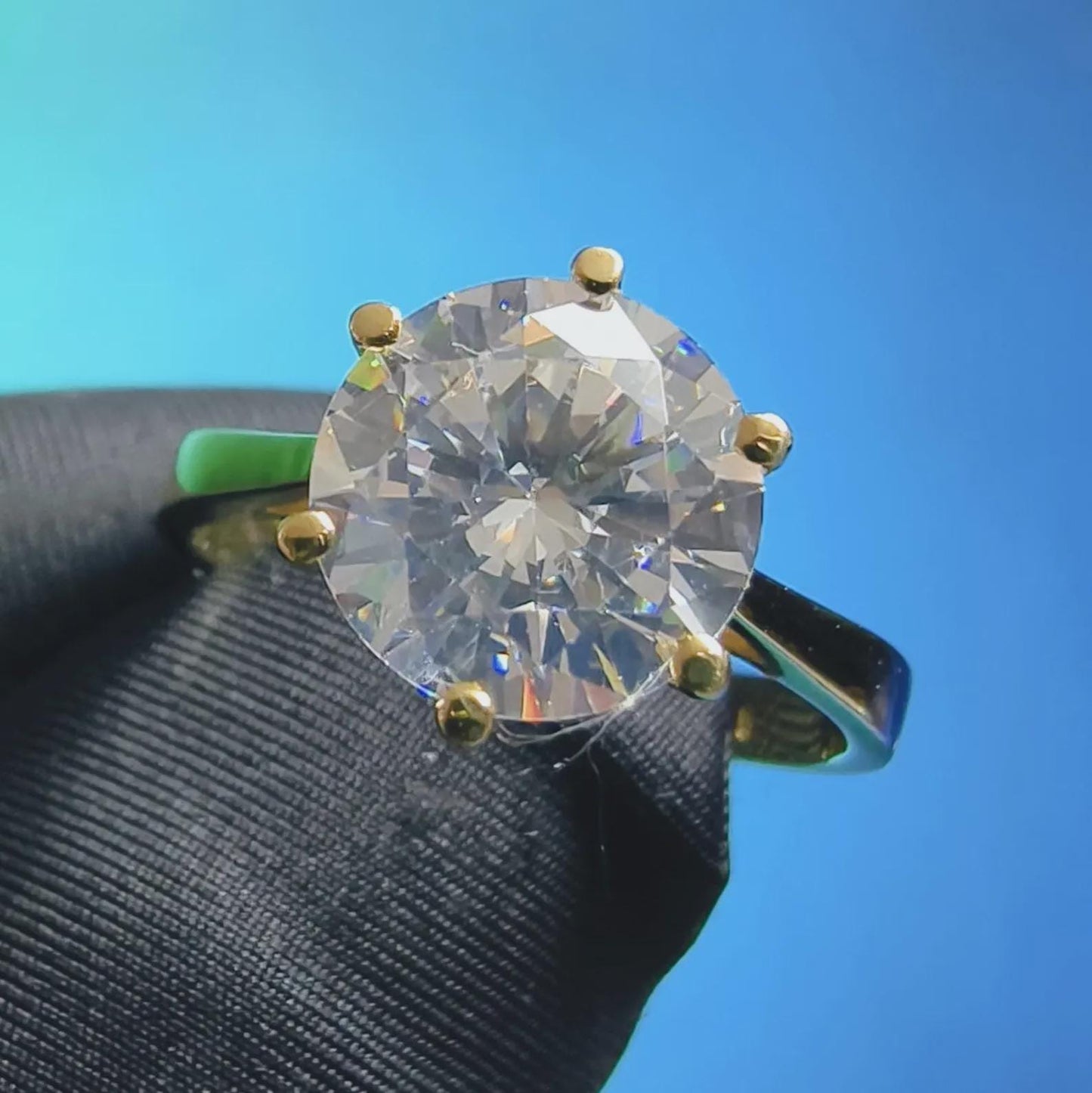 2Ct Round Cut Simulated White Diamond Wedding Women Engagement Anniversary Ring 14k Yellow Gold Plated- 925 Silver, Gift for Her