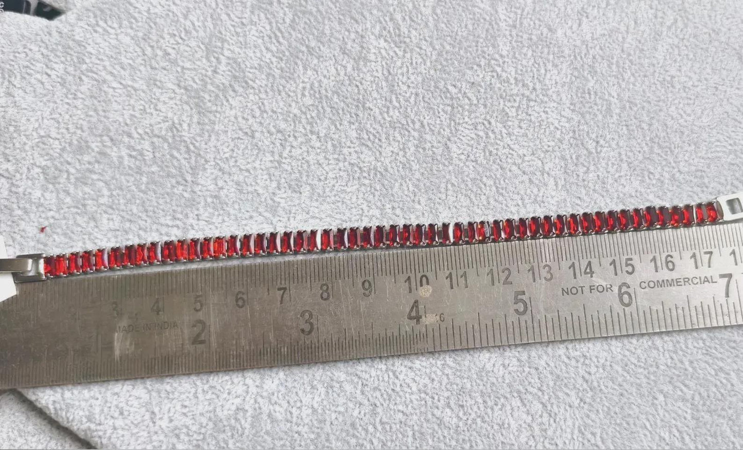 12Ct Radiant Baguette Cut Red Garnet Lab-Created Garnet Tennis Bracelet 14K White Gold Plated Diamond Bracelet Size 7.5" Inch 925 Silver