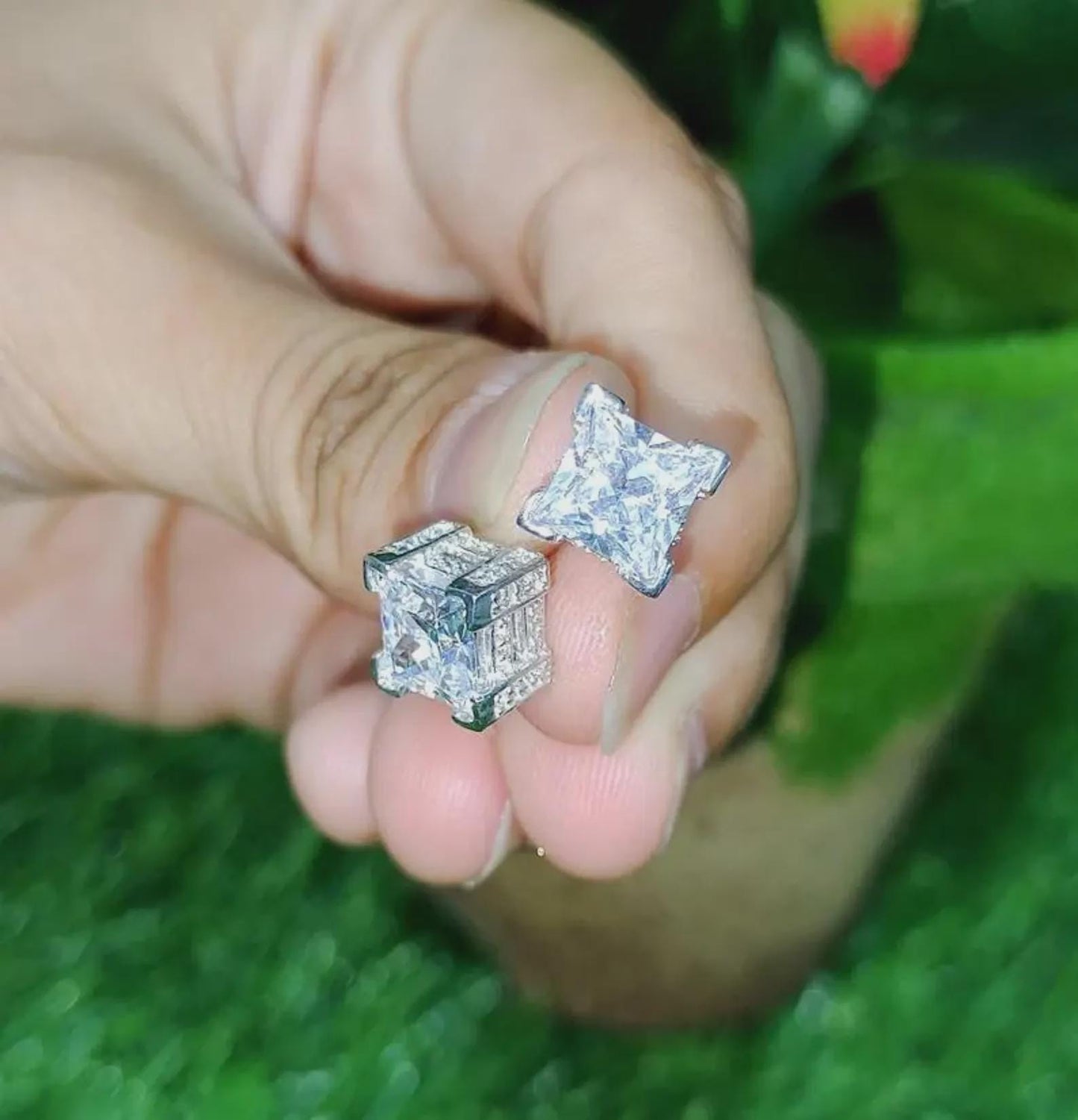 2Ct Princess Cut Solitaire Stud Earrings Simulated Diamond Earrings 14K White Gold Finish 925 Silver Prong Set Earring, Gift For Birthday