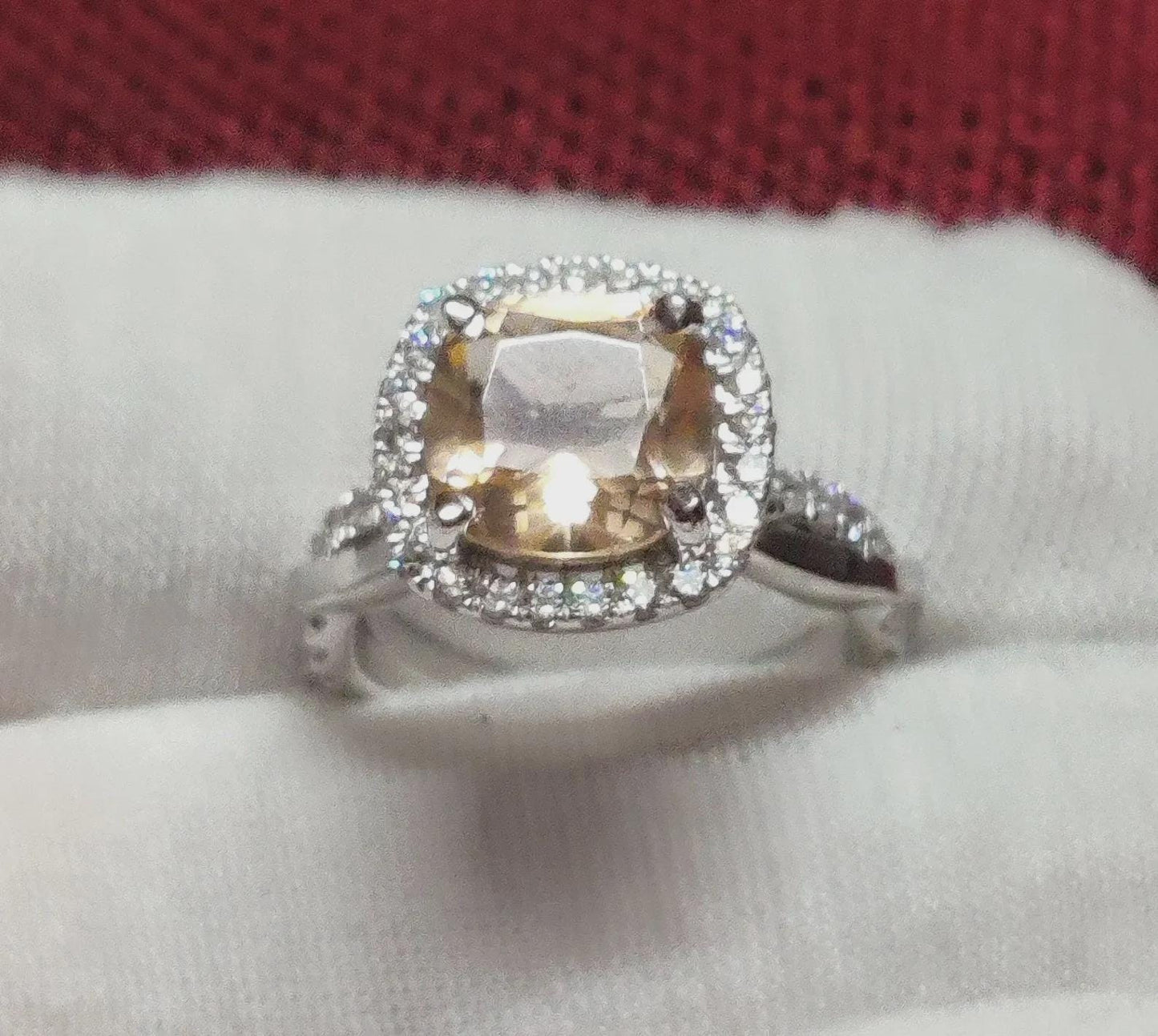 2Ct Morganite Cushion Cut Lab-Created Morganite Engagement Anniversary Ring Halo 14K White Gold Finish 925 Sterling Silver For Birthday Ring