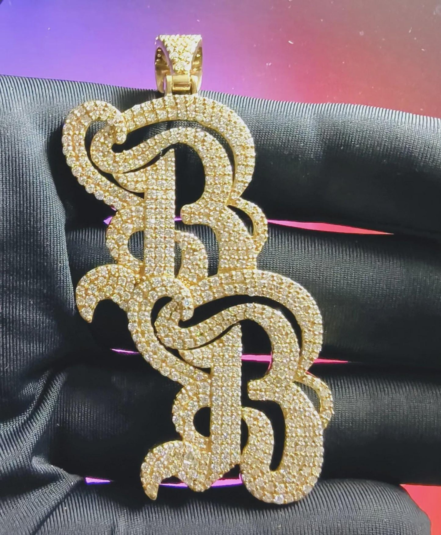 2Ct Custom Letter Round Cut Simulated Diamond Pendant 14K Yellow Gold Plated 925 Sterling Silver Custom Any Letter Pendant ,Hip Hop Pendant