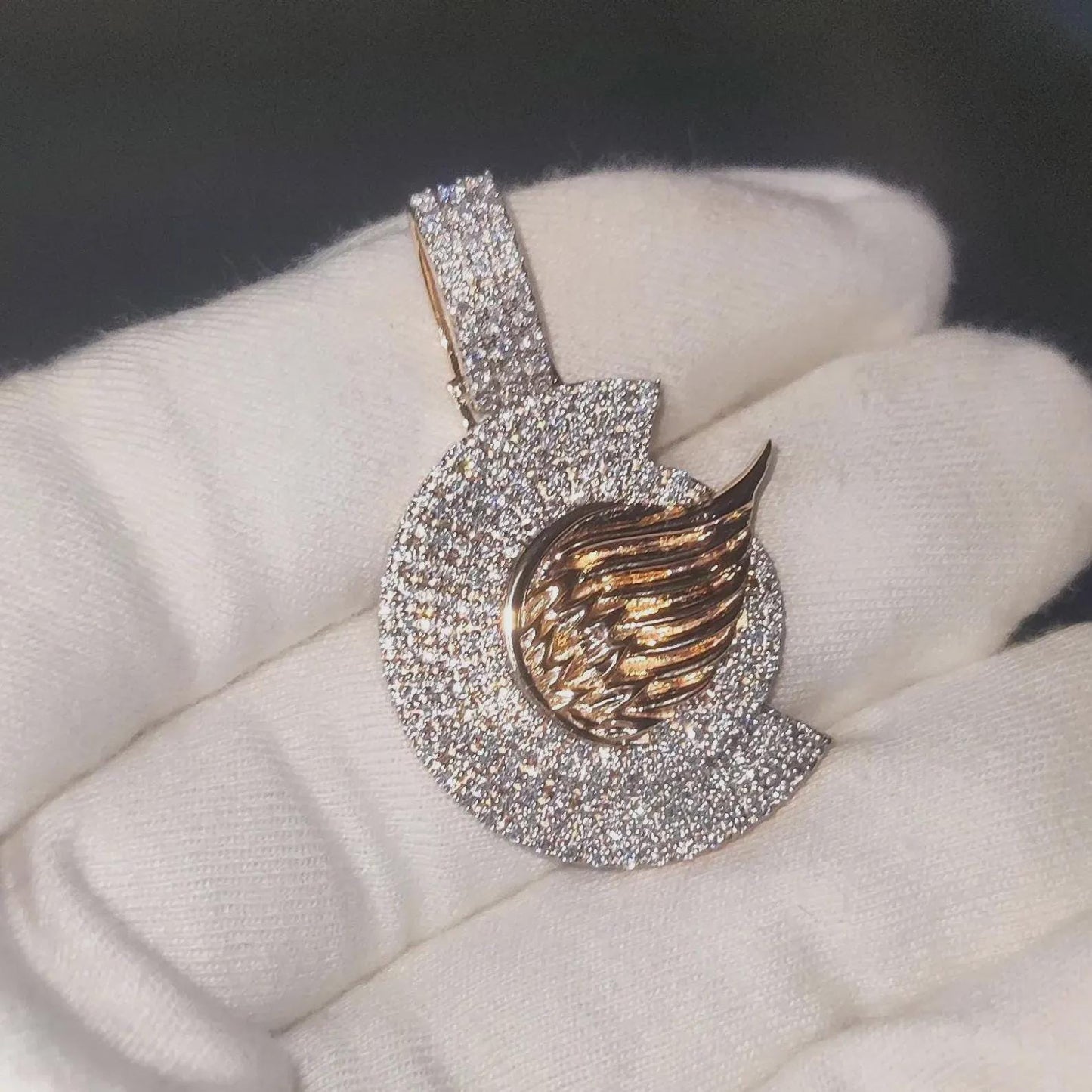 Round Cut Custom Any Name Lab Created Diamond Pendant 14K Two Tone Gold Plated Diamond Unisex Pendant, For Birthday Gift ,Party Wear